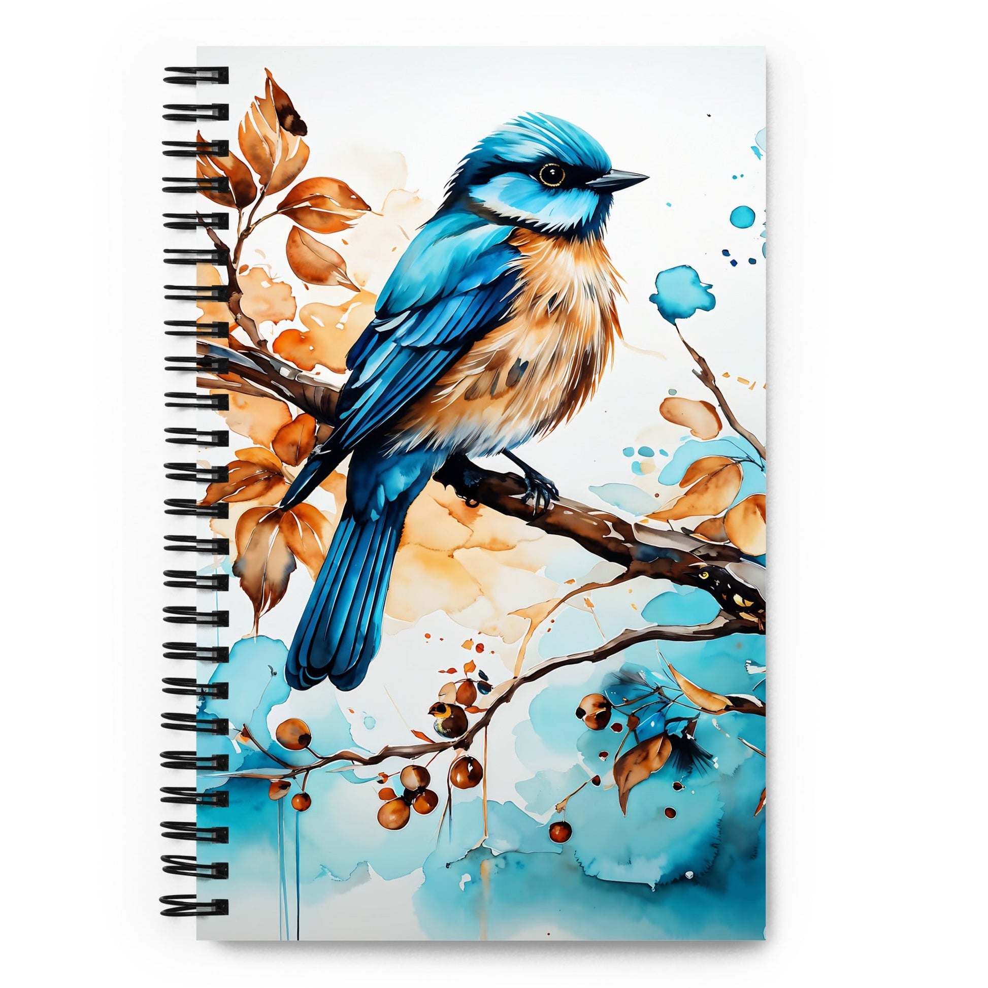 Blue and Tan Bird 2 Spiral Notebook - Spiral Notebooks - Discovery Co.