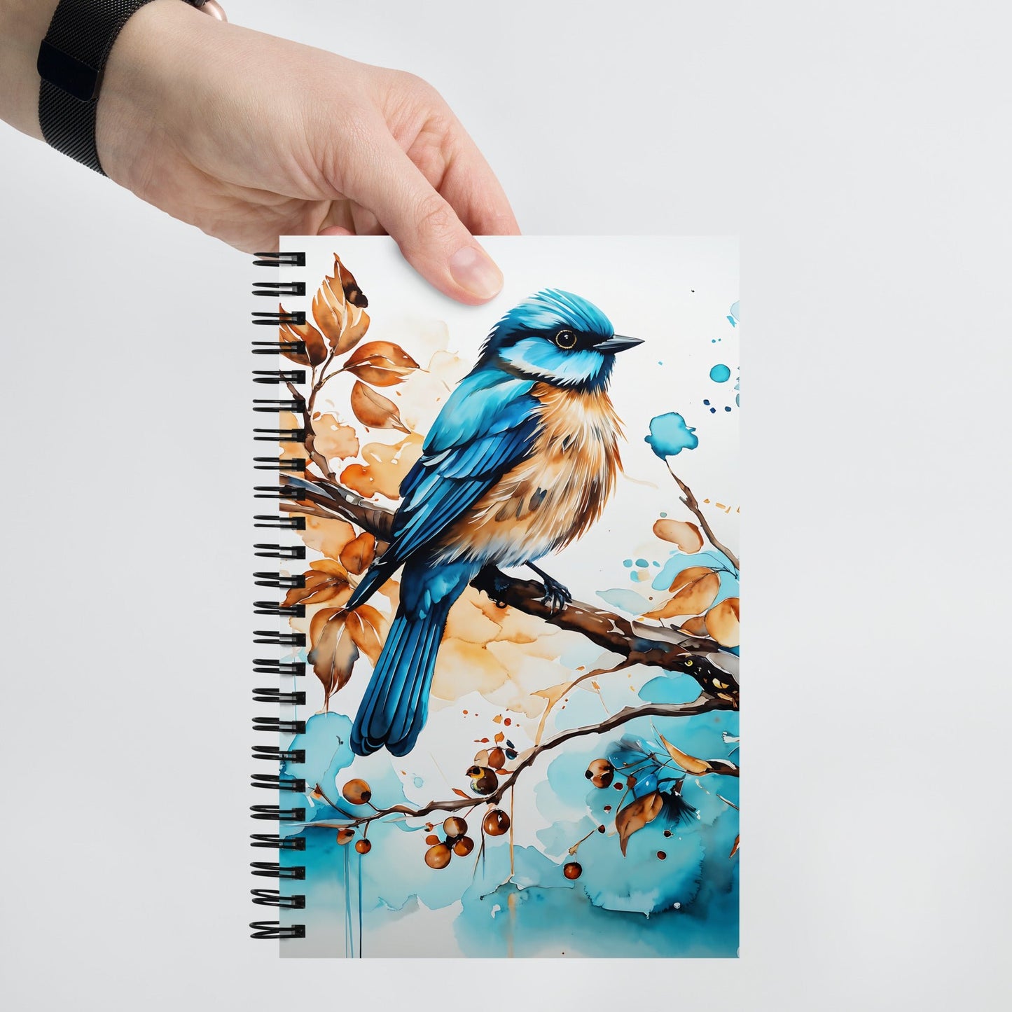 Blue and Tan Bird 2 Spiral Notebook - Spiral Notebooks - Discovery Co.