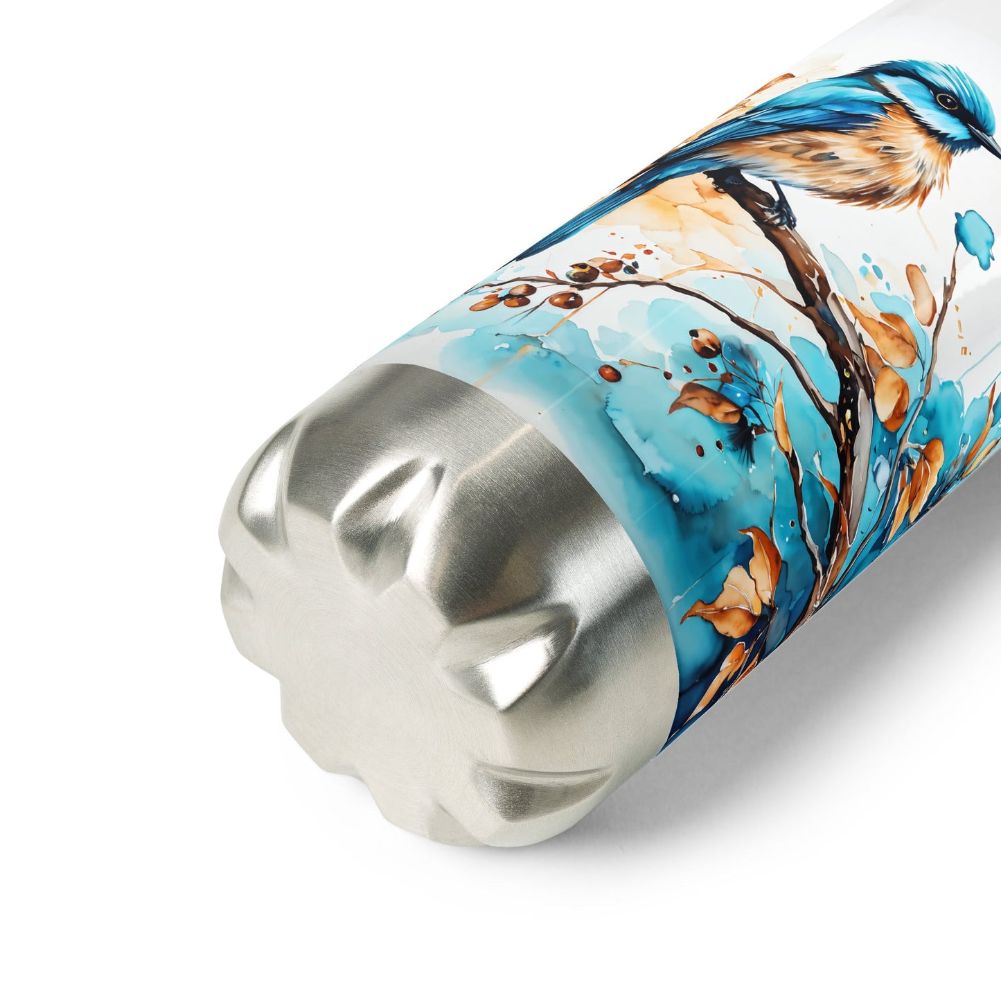 Blue and Tan Bird 2 Stainless Steel Water Bottle - Stainless Steel Water Bottle - Discovery Co.