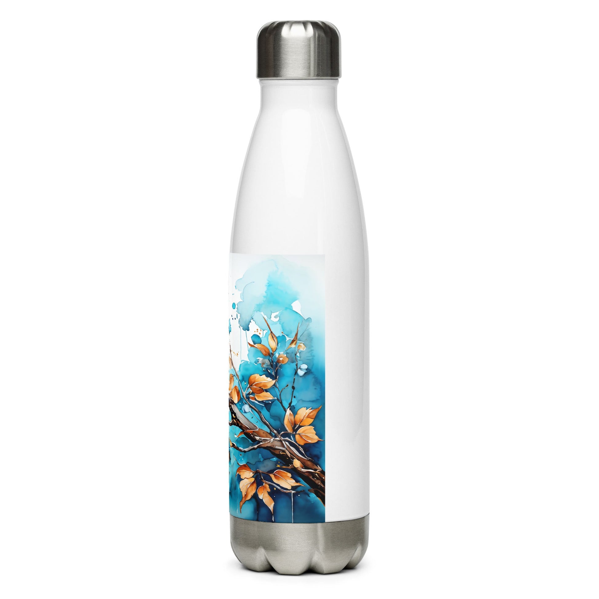 Blue and Tan Bird 2 Stainless Steel Water Bottle - Stainless Steel Water Bottle - Discovery Co.