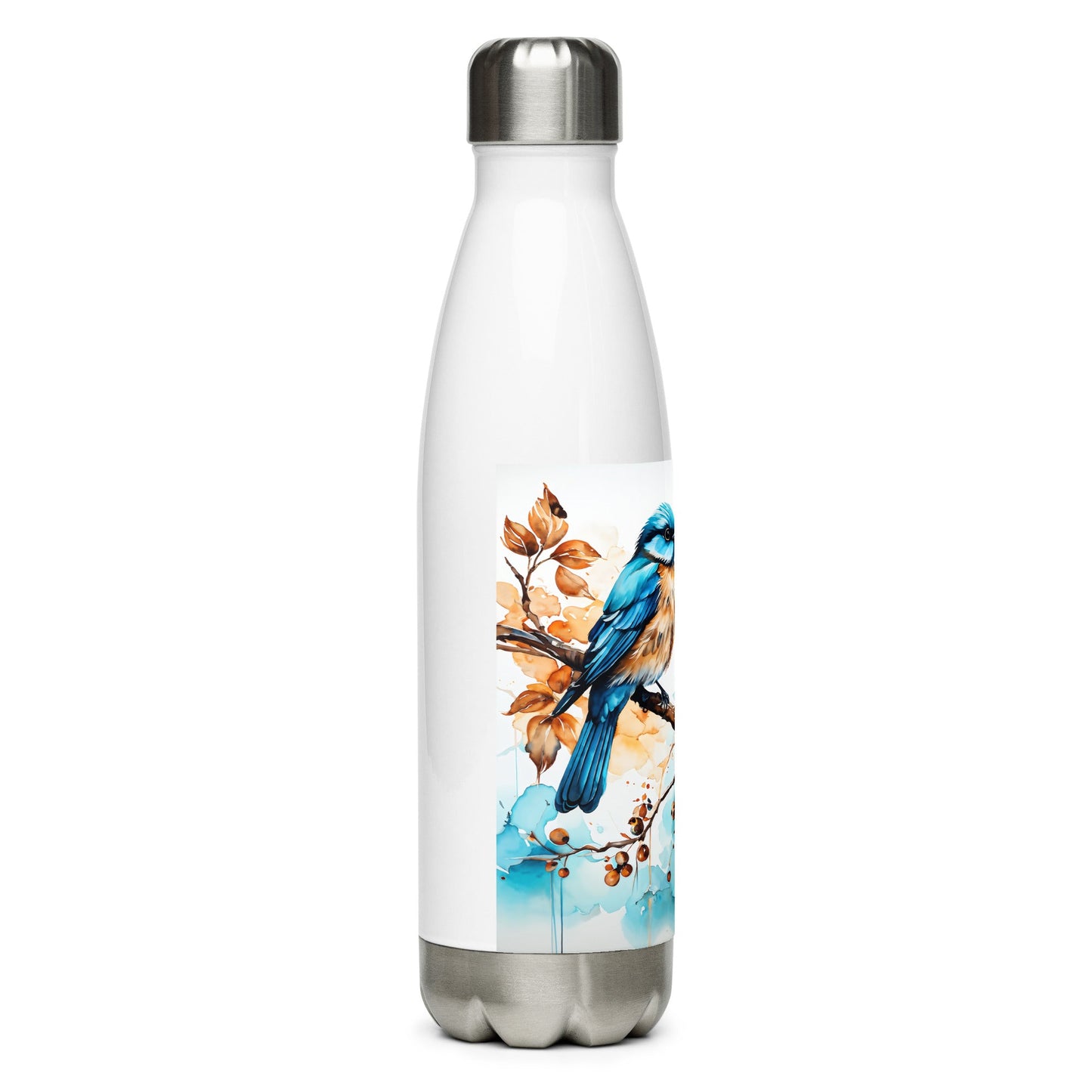 Blue and Tan Bird 2 Stainless Steel Water Bottle - Stainless Steel Water Bottle - Discovery Co.