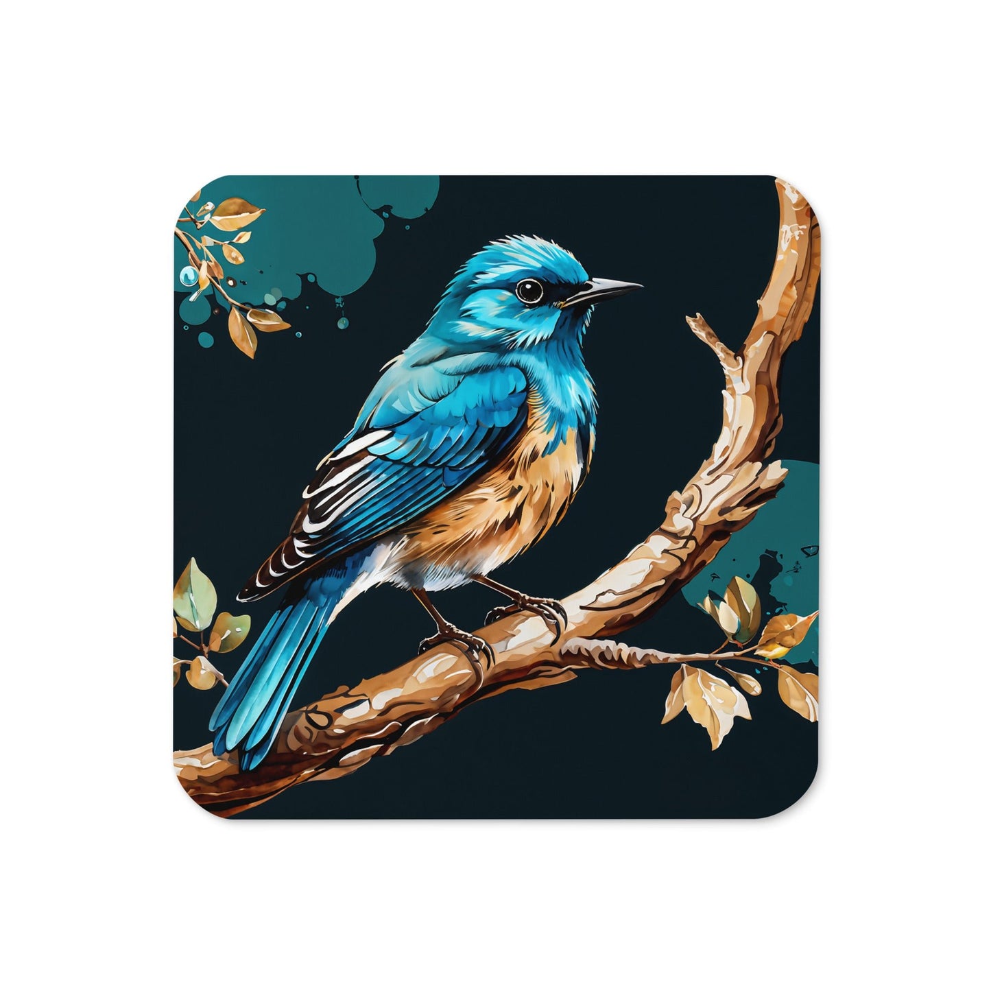 Blue and Tan Bird Cork - back Coaster - Coasters - Discovery Co.