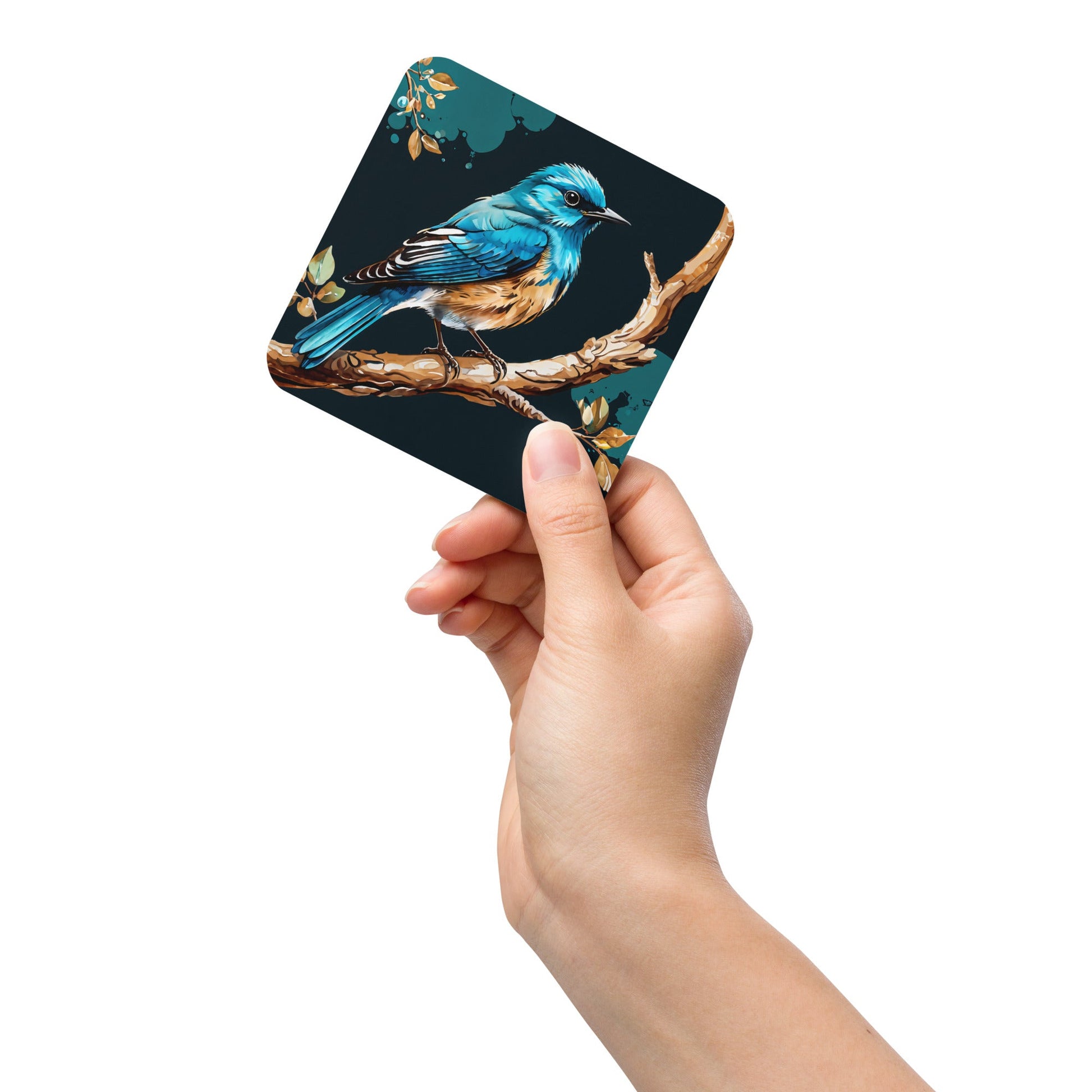 Blue and Tan Bird Cork - back Coaster - Coasters - Discovery Co.