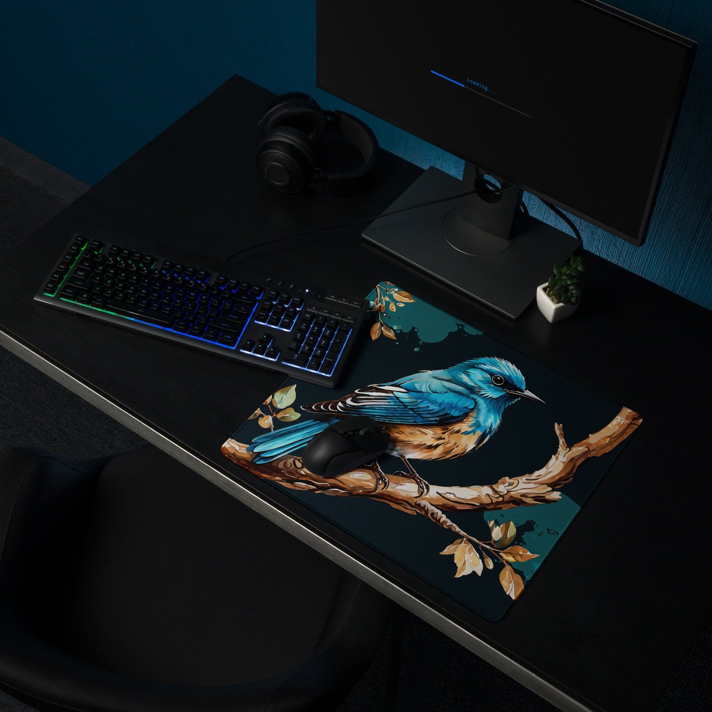 Blue and Tan Bird Gaming Mouse Pad - Mouse Pads - Discovery Co.