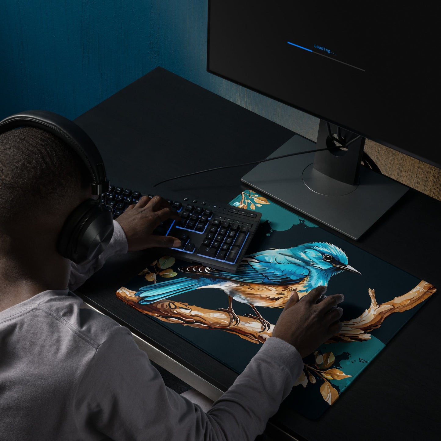 Blue and Tan Bird Gaming Mouse Pad - Mouse Pads - Discovery Co.