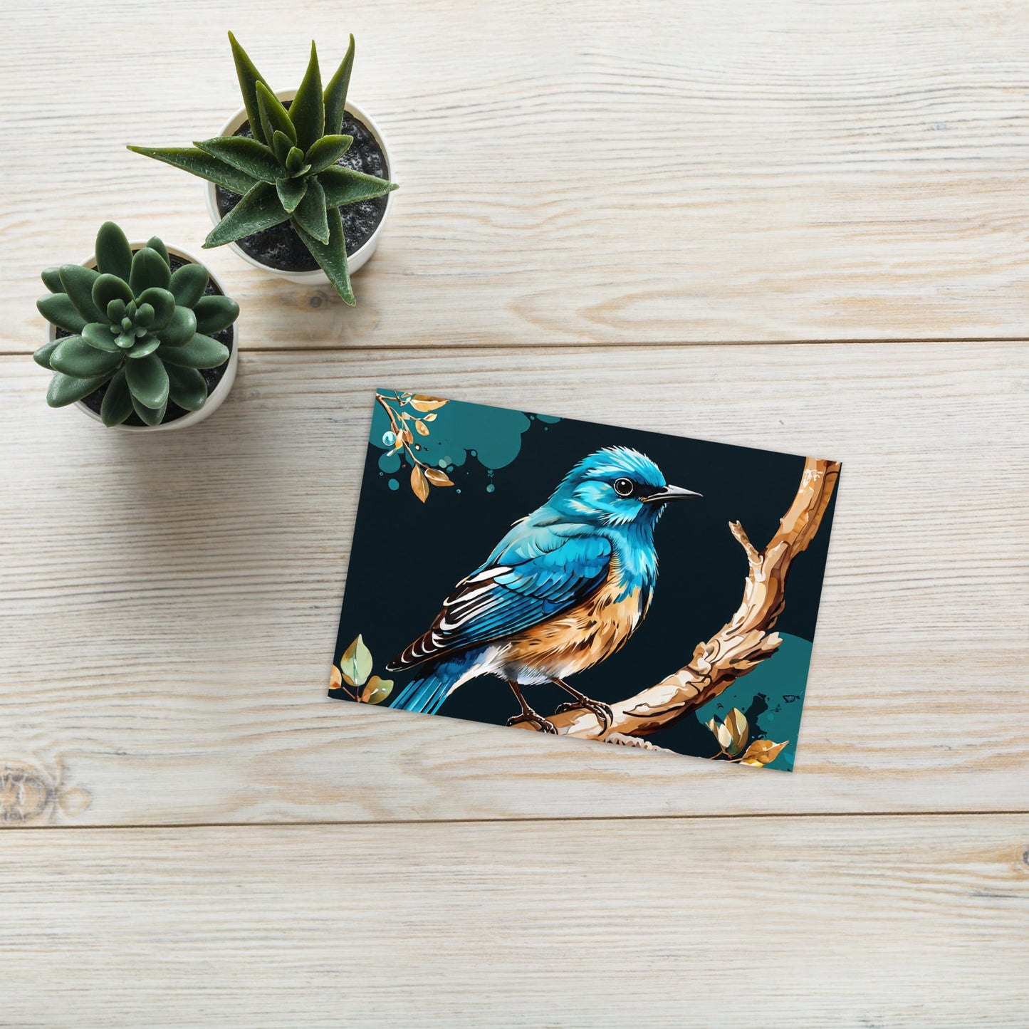 Blue and Tan Bird Greeting Card - Greeting Card - Discovery Co.