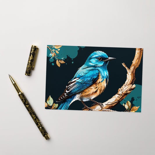 Blue and Tan Bird Greeting Card - Greeting Card - Discovery Co.