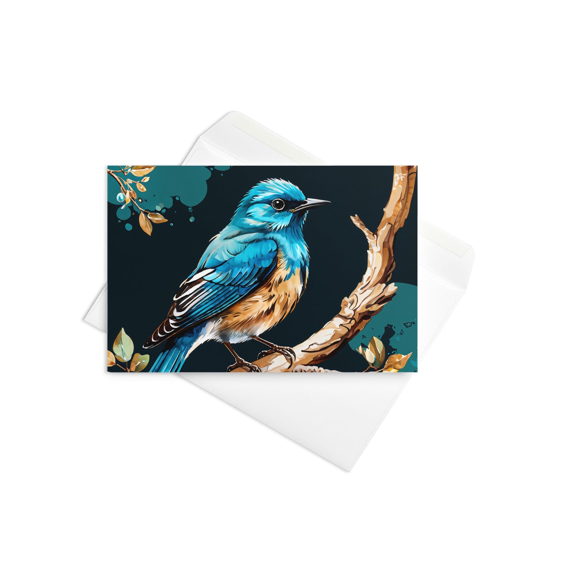 Blue and Tan Bird Greeting Card - Greeting Card - Discovery Co.