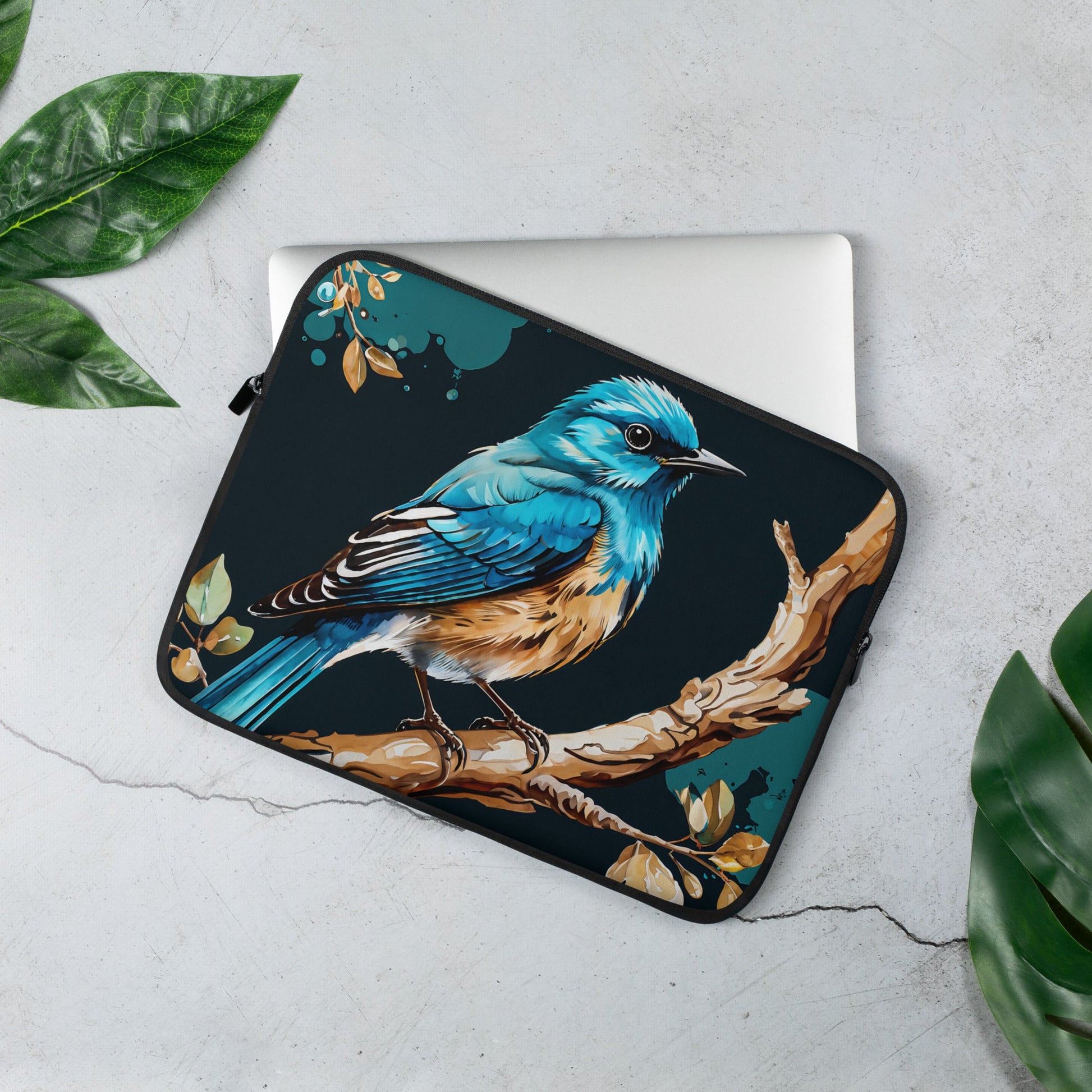 Blue and Tan bird Laptop Sleeve - Laptop Cases - Discovery Co.