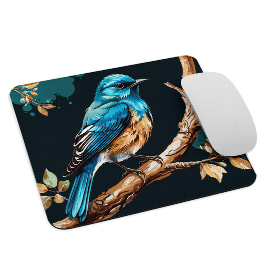 Blue and Tan Bird Mouse Pad - Discovery Co.