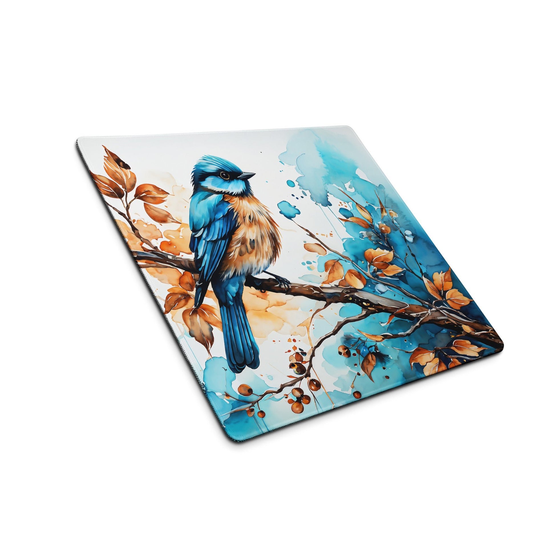 Blue and Tan Bird Perched Gaming Mouse Pad - Mouse Pads - Discovery Co.