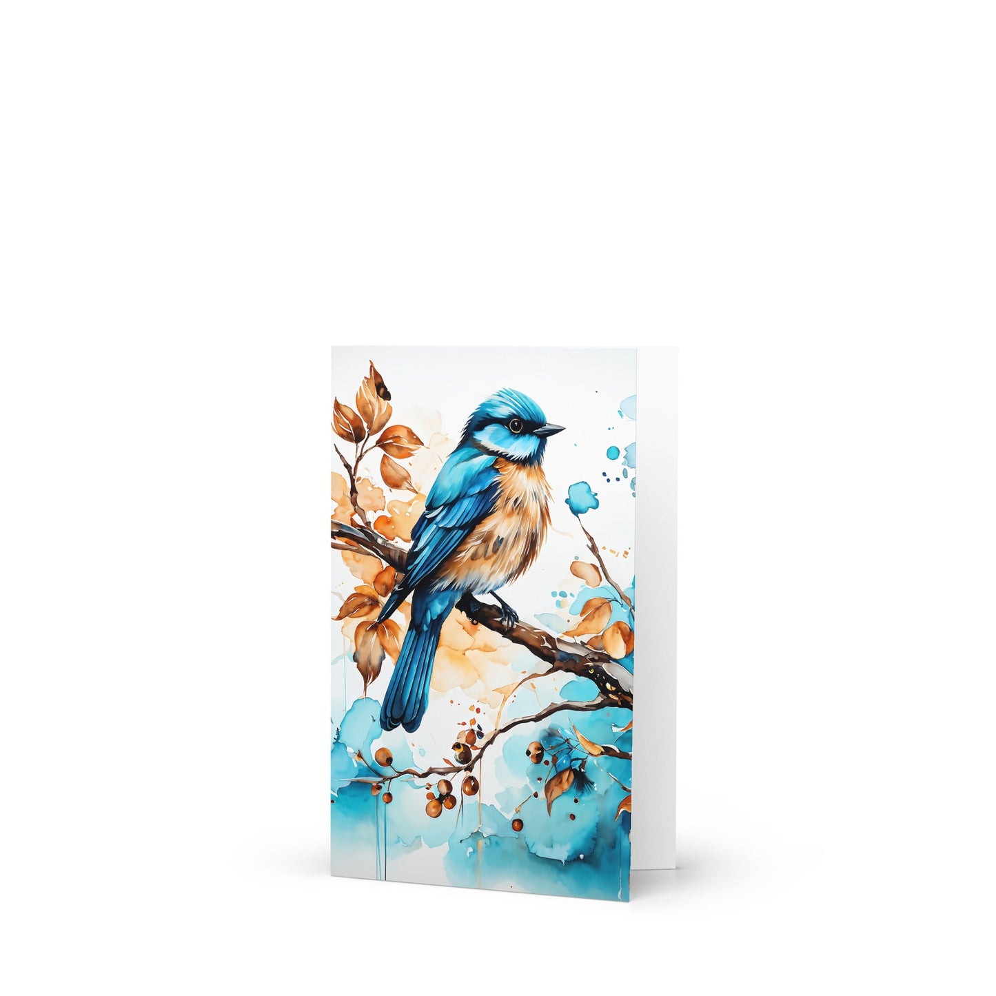 Blue and Tan Bird Perched Greeting Card - Greeting Card - Discovery Co.