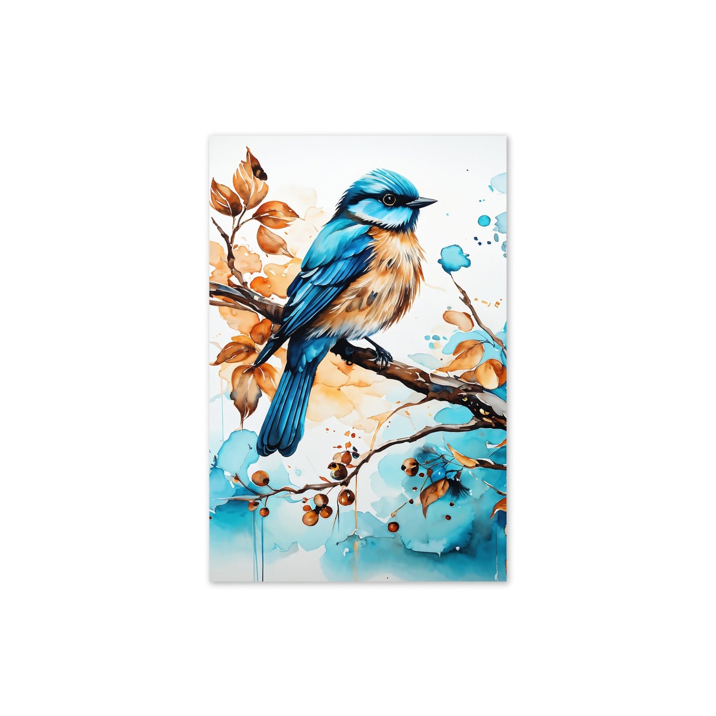 Blue and Tan Bird Perched Greeting Card - Greeting Card - Discovery Co.