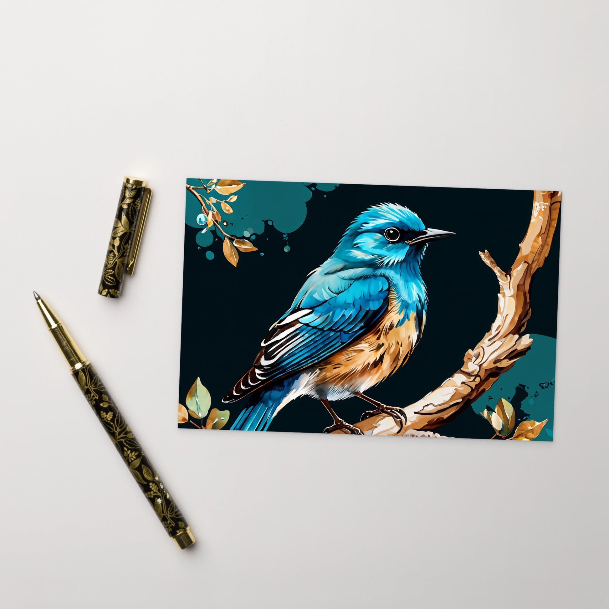 Blue and Tan Bird Postcard - Post Cards - Discovery Co.