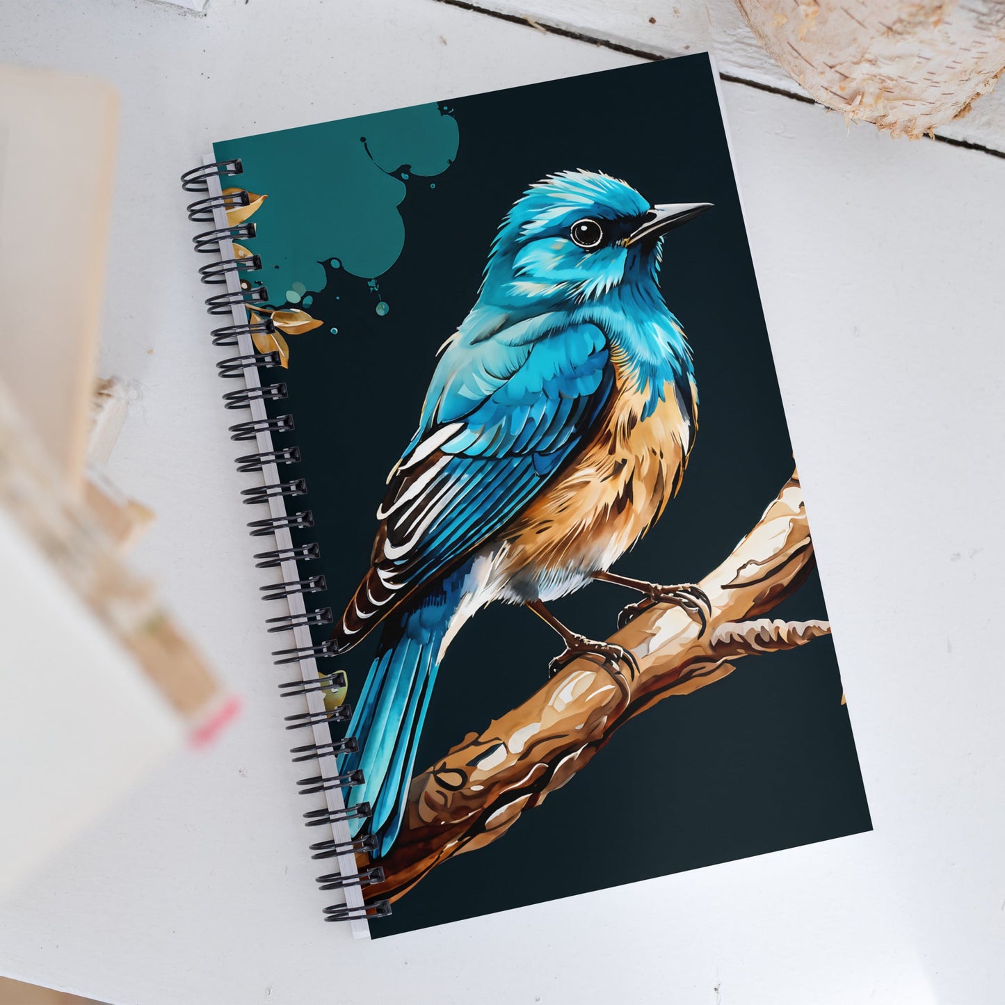 Blue and Tan Bird Spiral Notebook - Spiral Notebooks - Discovery Co.