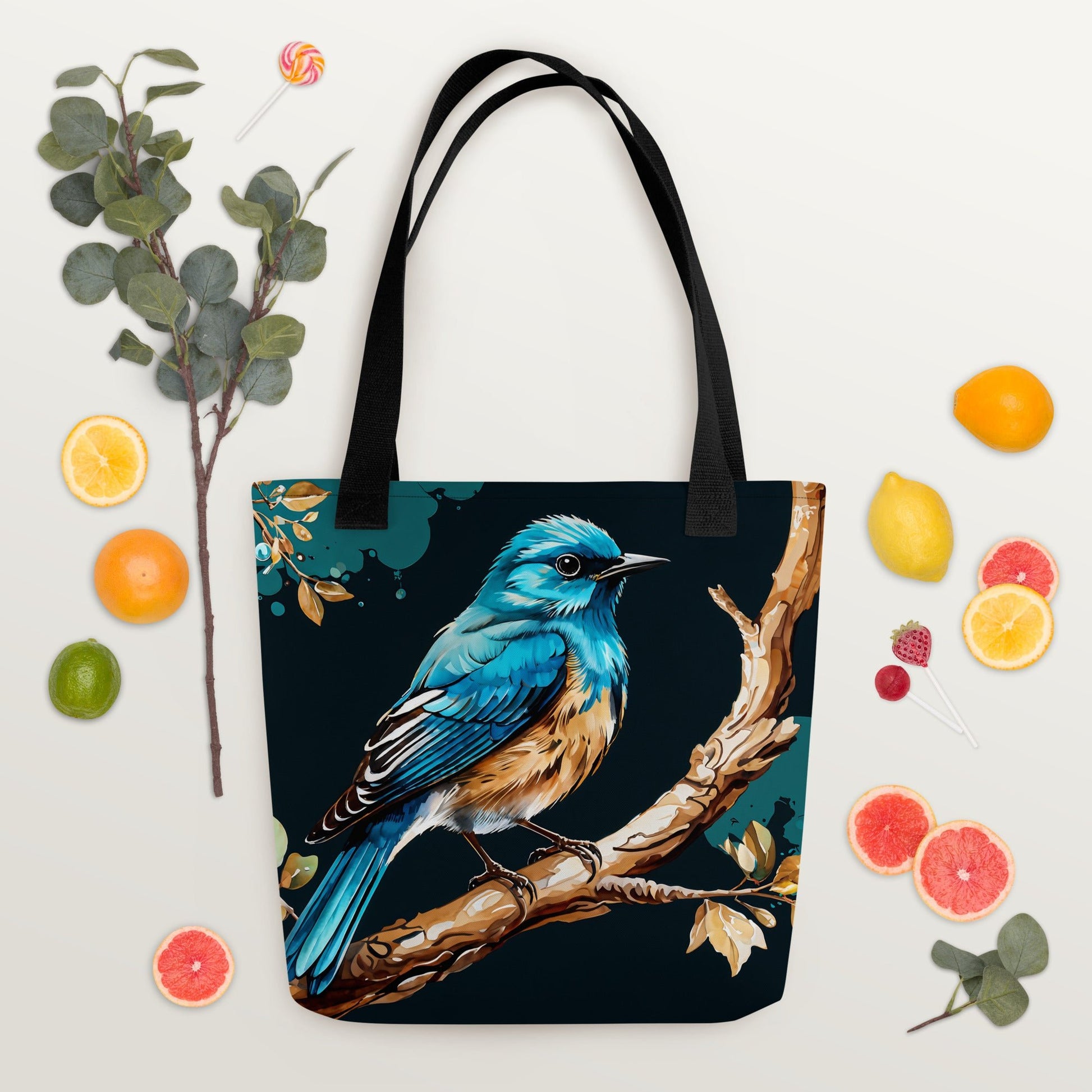 Blue and Tan Bird Tote Bag - Tote Bags - Discovery Co.