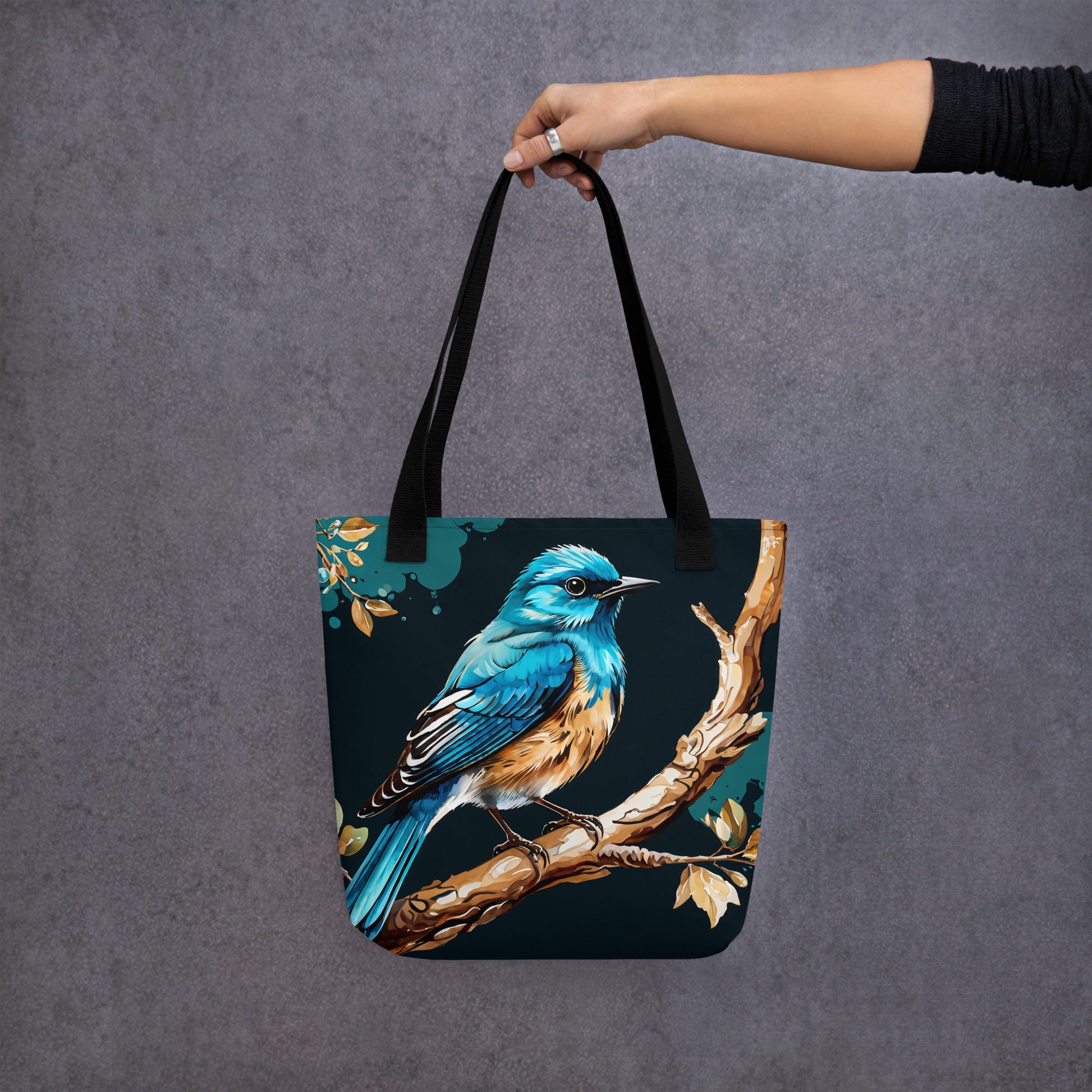 Blue and Tan Bird Tote Bag - Tote Bags - Discovery Co.