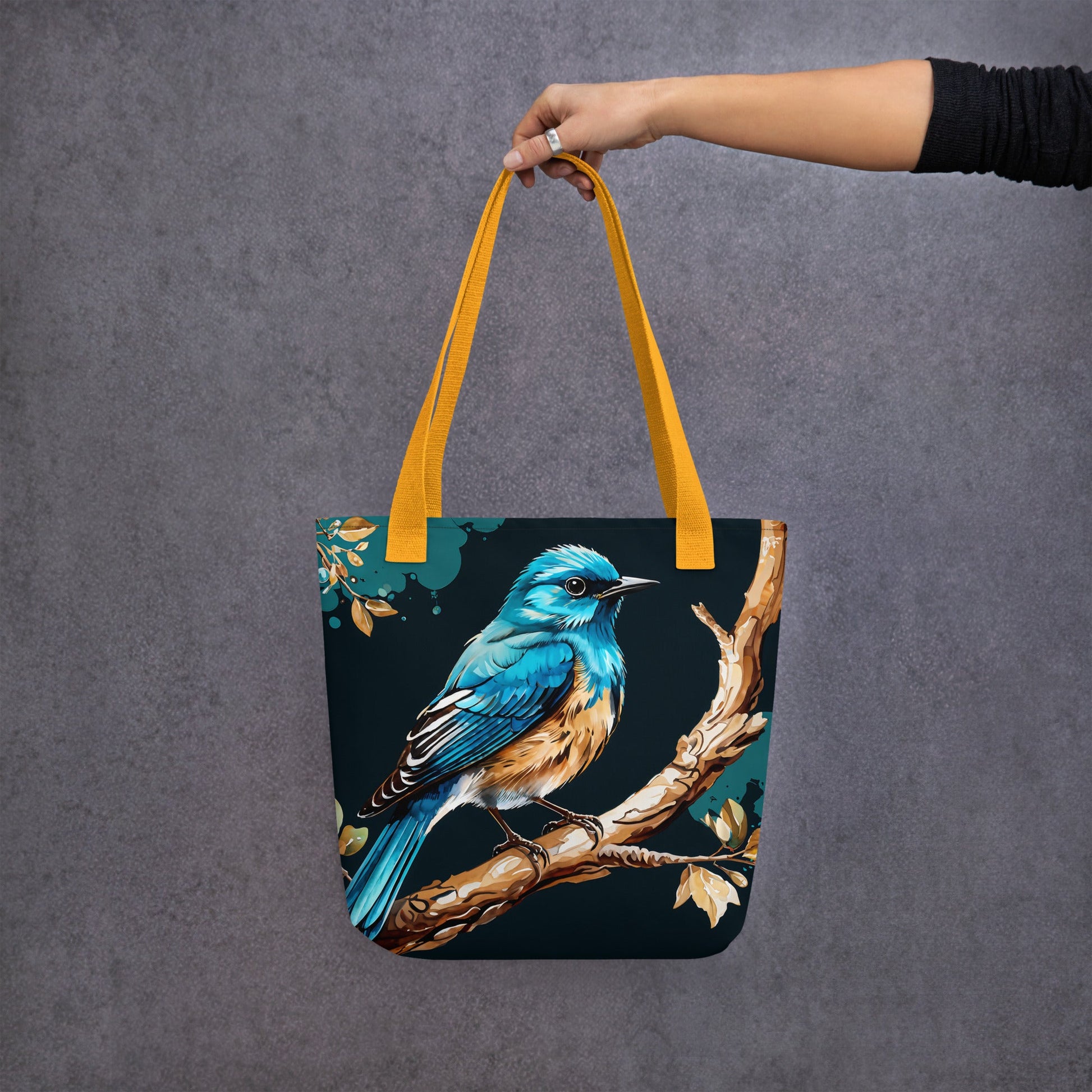 Blue and Tan Bird Tote Bag - Tote Bags - Discovery Co.