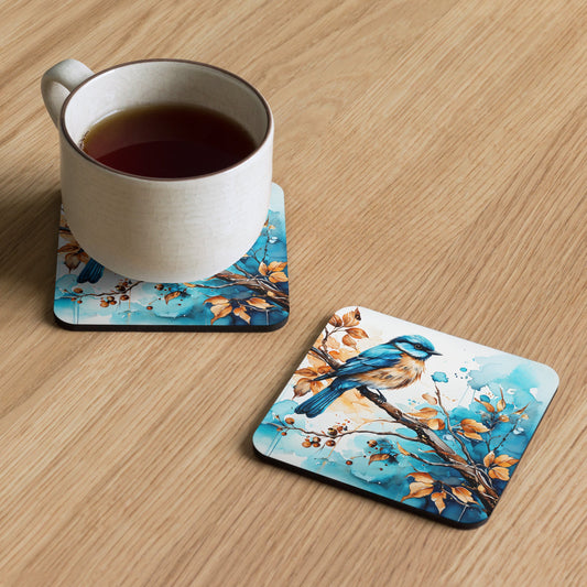 Blue and Tan Birds 2 Cork-back Coaster - Coasters - Discovery Co.