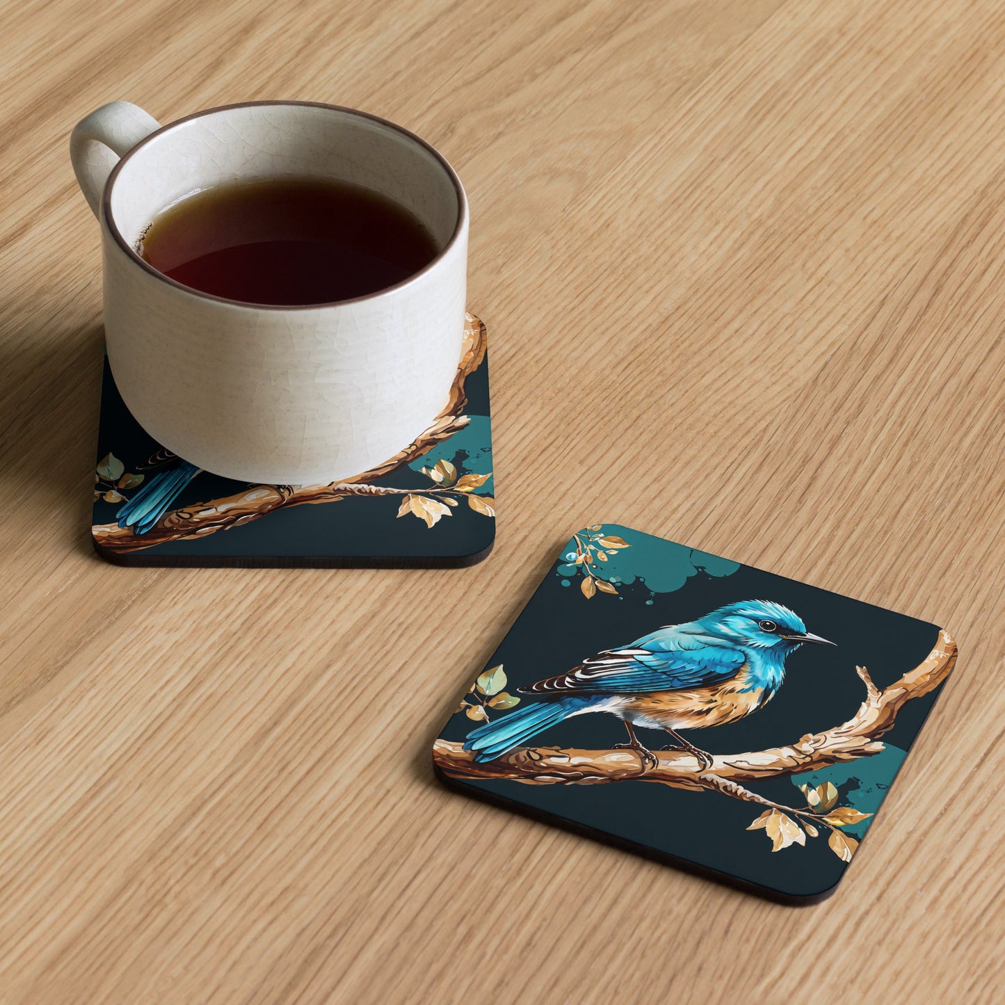 Blue and Tan Birds Cork-back Coaster - Coasters - Discovery Co.