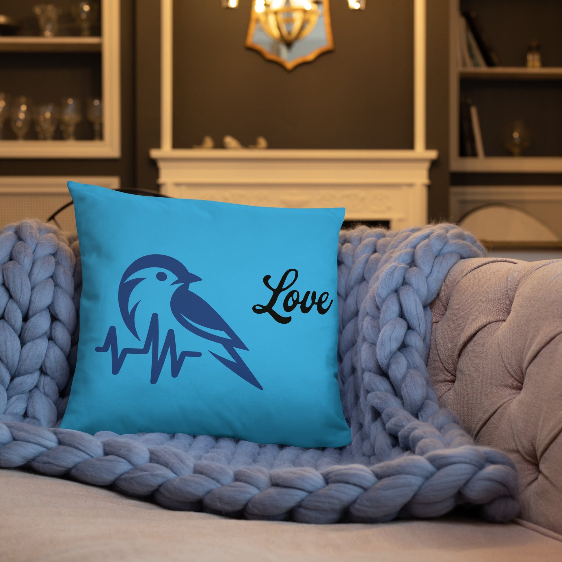 Blue Bird Heartbeat Basic Pillow - Pillows - Discovery Co.