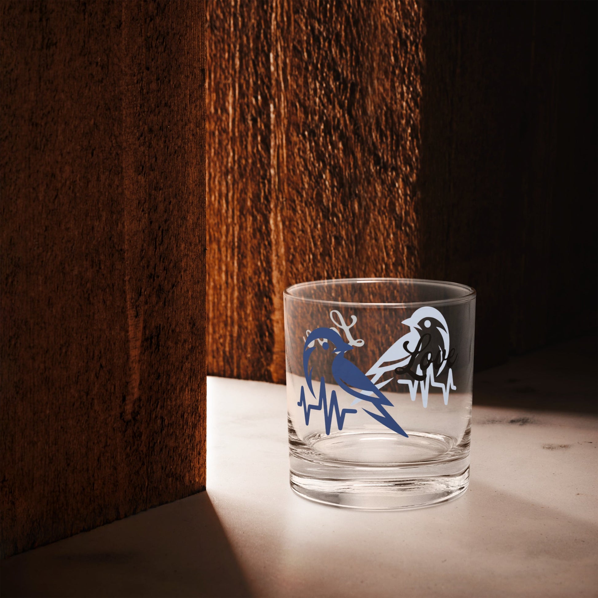 Blue Bird Heartbeat Rocks Glass - Rocks Glass - Discovery Co.