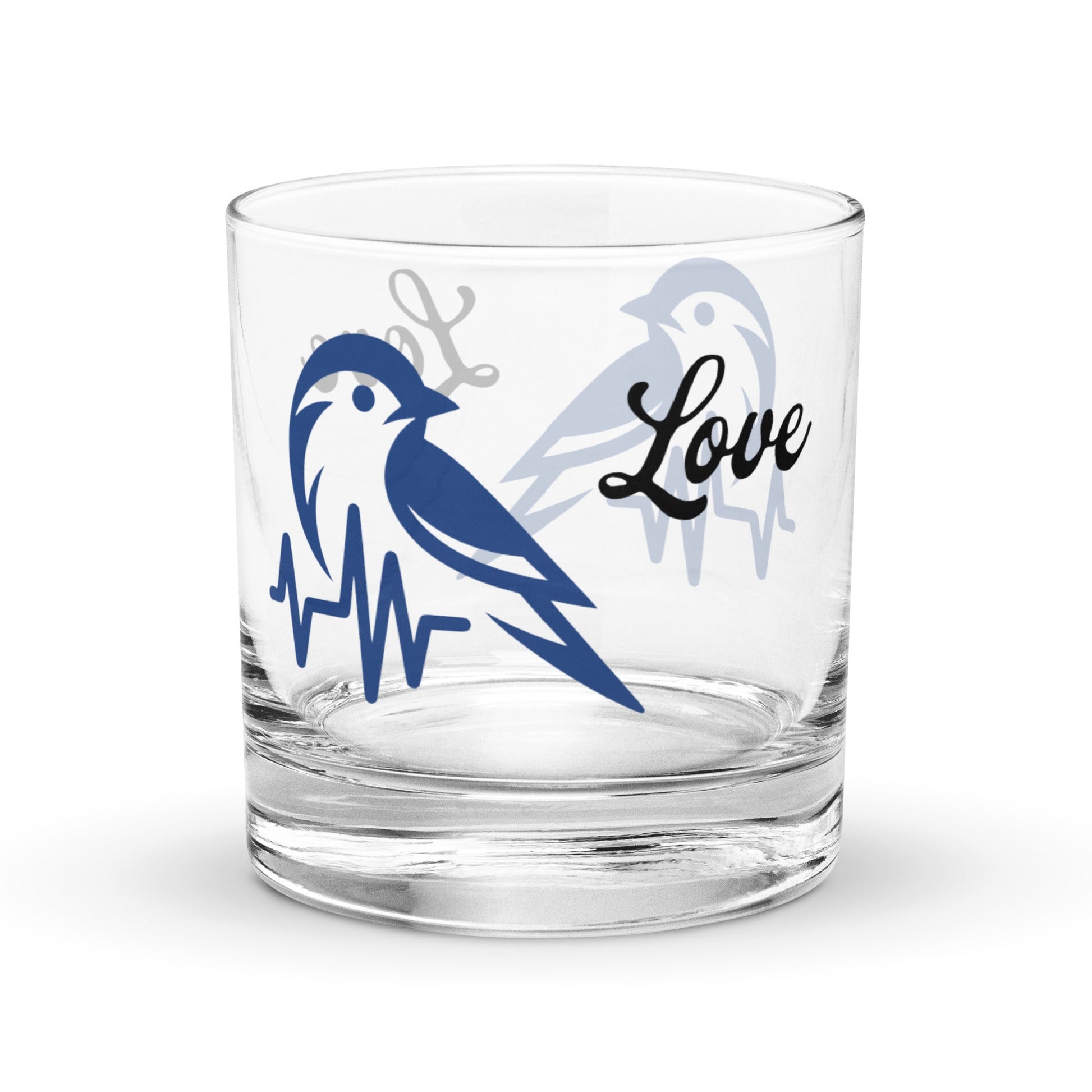 Blue Bird Heartbeat Rocks Glass - Rocks Glass - Discovery Co.