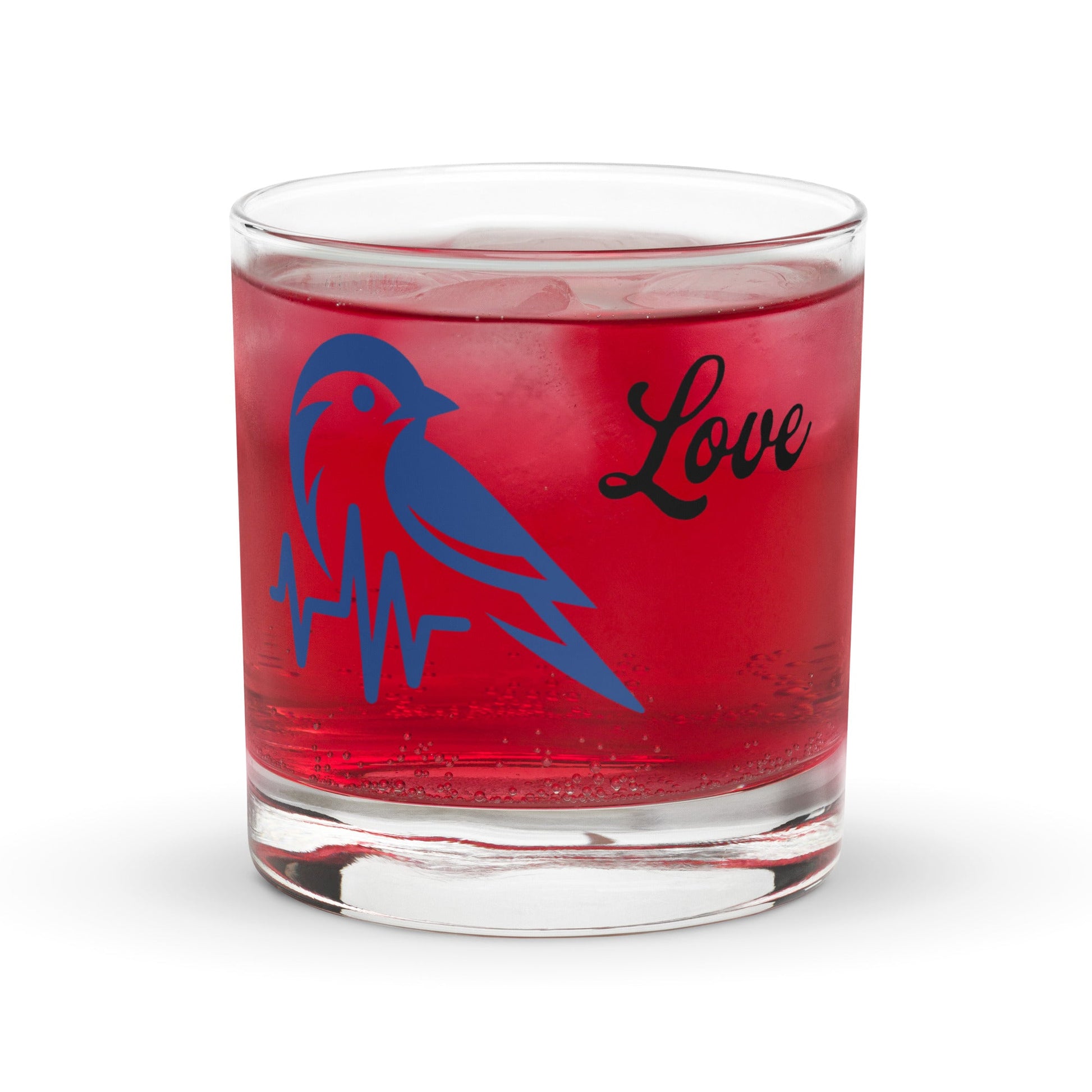 Blue Bird Heartbeat Rocks Glass - Rocks Glass - Discovery Co.