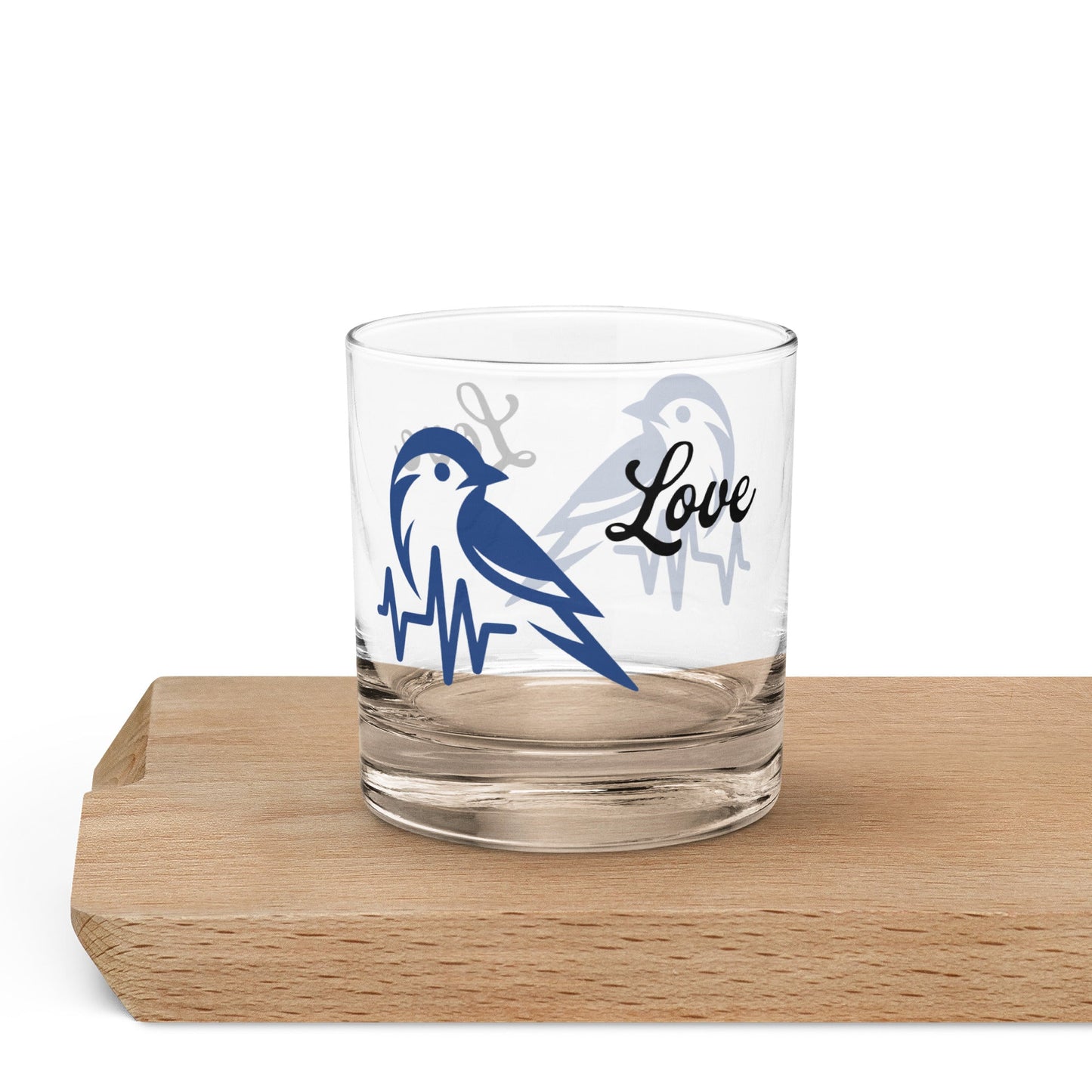 Blue Bird Heartbeat Rocks Glass - Rocks Glass - Discovery Co.