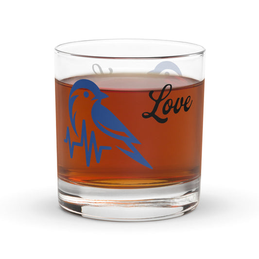 Blue Bird Heartbeat Rocks Glass - Rocks Glass - Discovery Co.