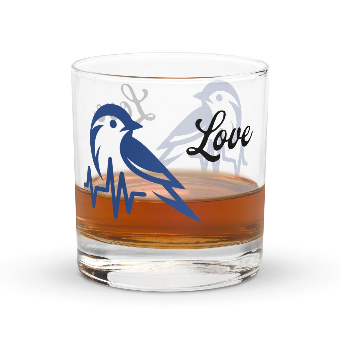Blue Bird Heartbeat Rocks Glass - Rocks Glass - Discovery Co.
