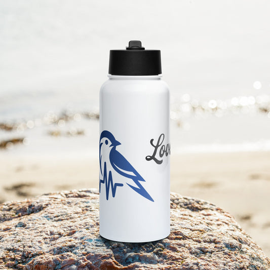 Blue Bird Heartbeat Stainless Steel Water Bottle With Straw Lid - Stainless Steel Water Bottle With Straw Lid - Discovery Co.