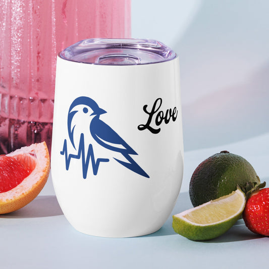 Blue Bird Heartbeat Stainless Steel Wine Tumbler - Steel Tumbler - Discovery Co.