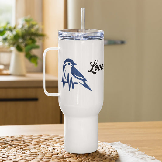 Blue Bird Heartbeat Travel Mug With Handle (25 oz and 40 oz) - Travel Mug - Discovery Co.
