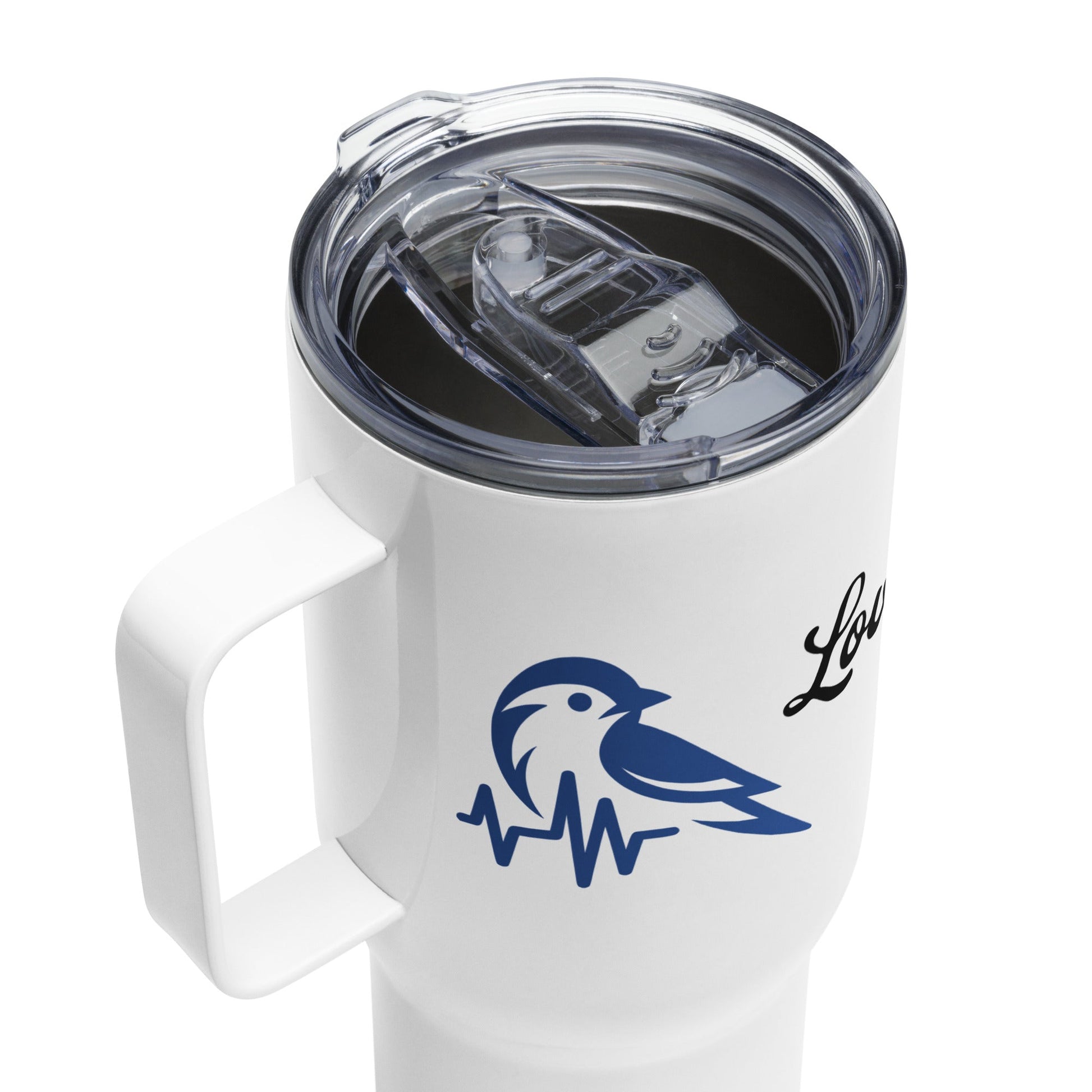 Blue Bird Heartbeat Travel Mug With Handle (25 oz and 40 oz) - Travel Mug - Discovery Co.