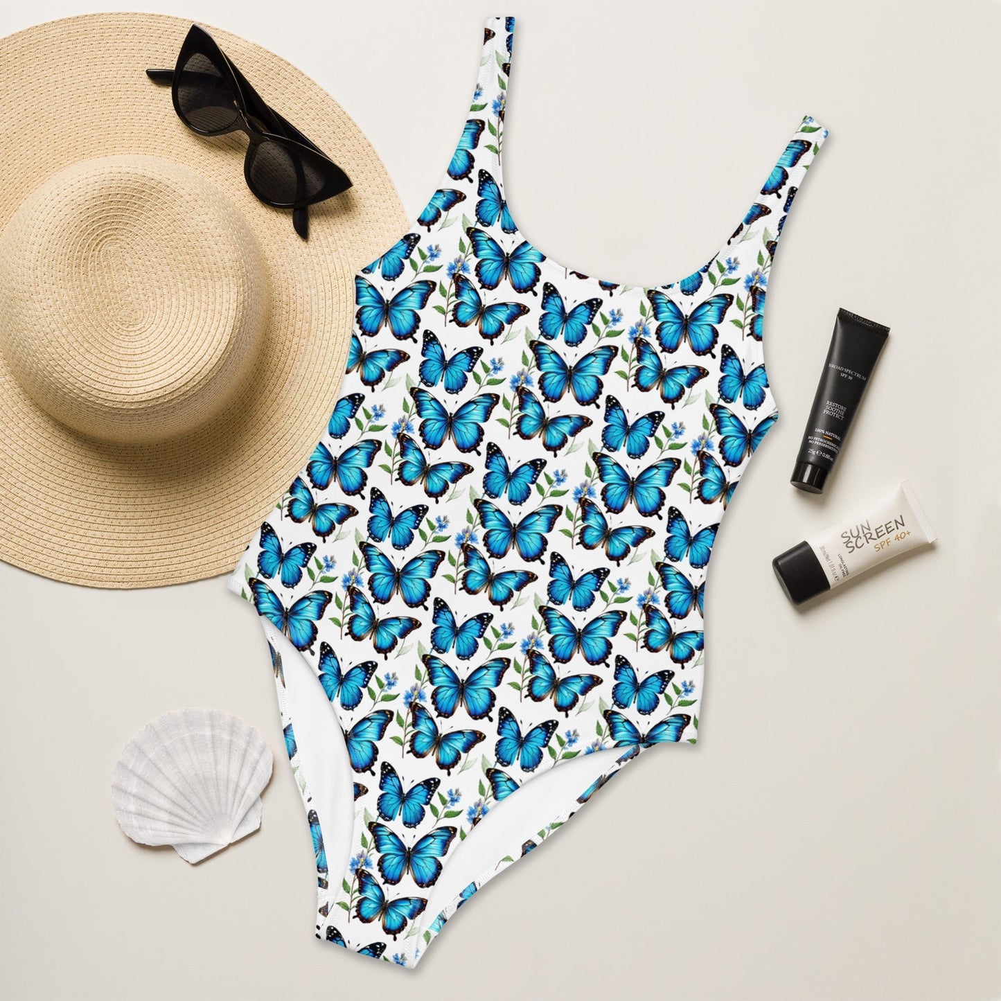 Blue Butterflies One-Piece Swimsuit - Discovery Co.