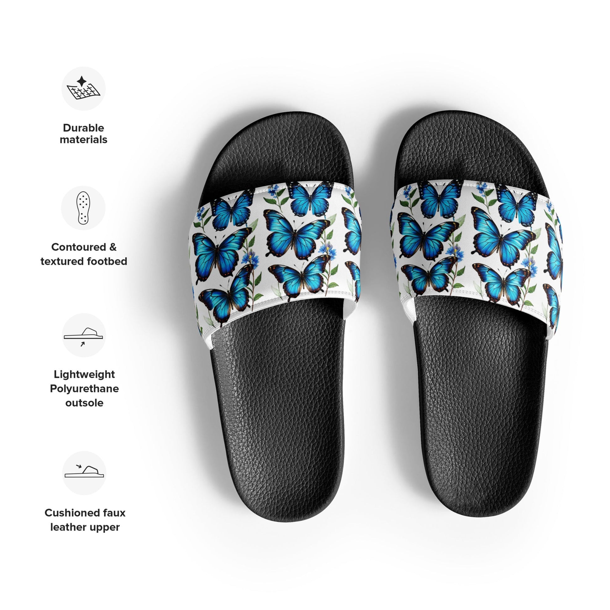 Blue Butterflies Women's Slides - Footwear - Discovery Co.