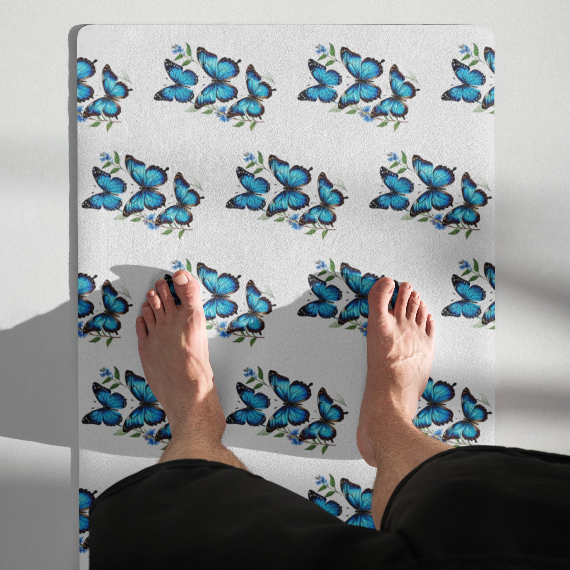 Blue Butterflies Yoga Mat - Yoga Mat - Discovery Co.