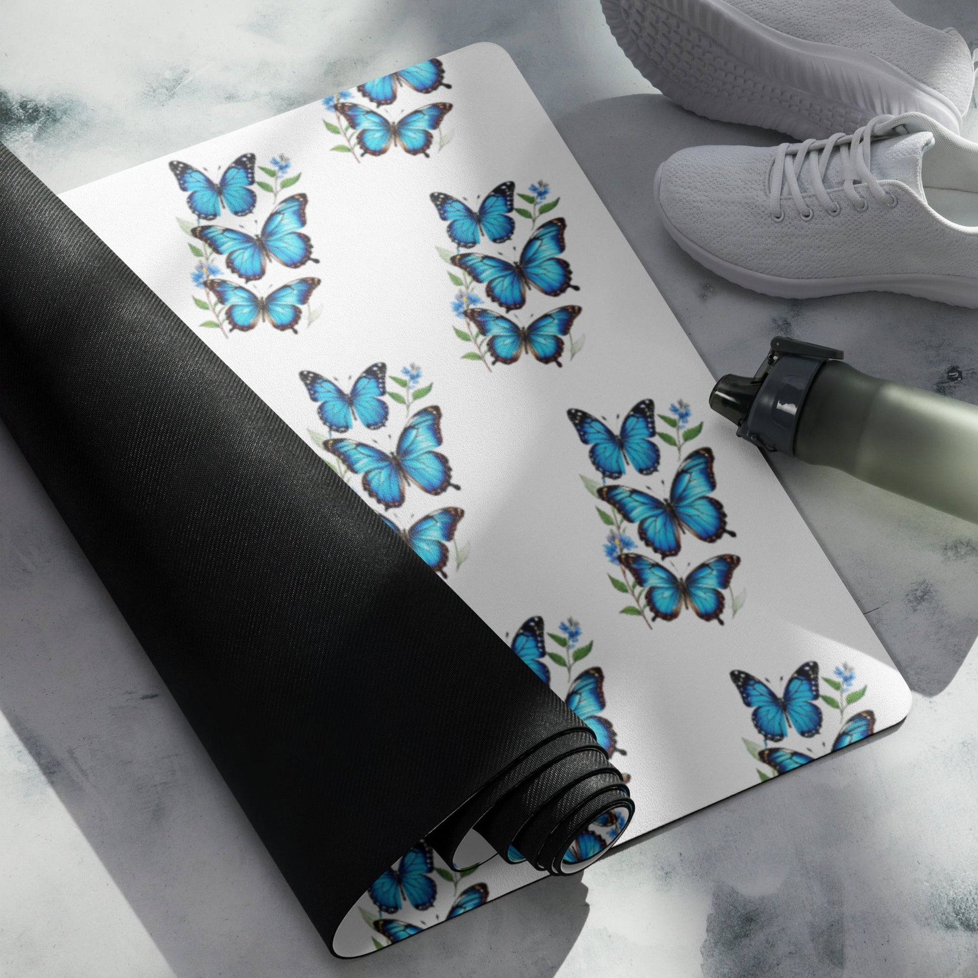 Blue Butterflies Yoga Mat - Yoga Mat - Discovery Co.