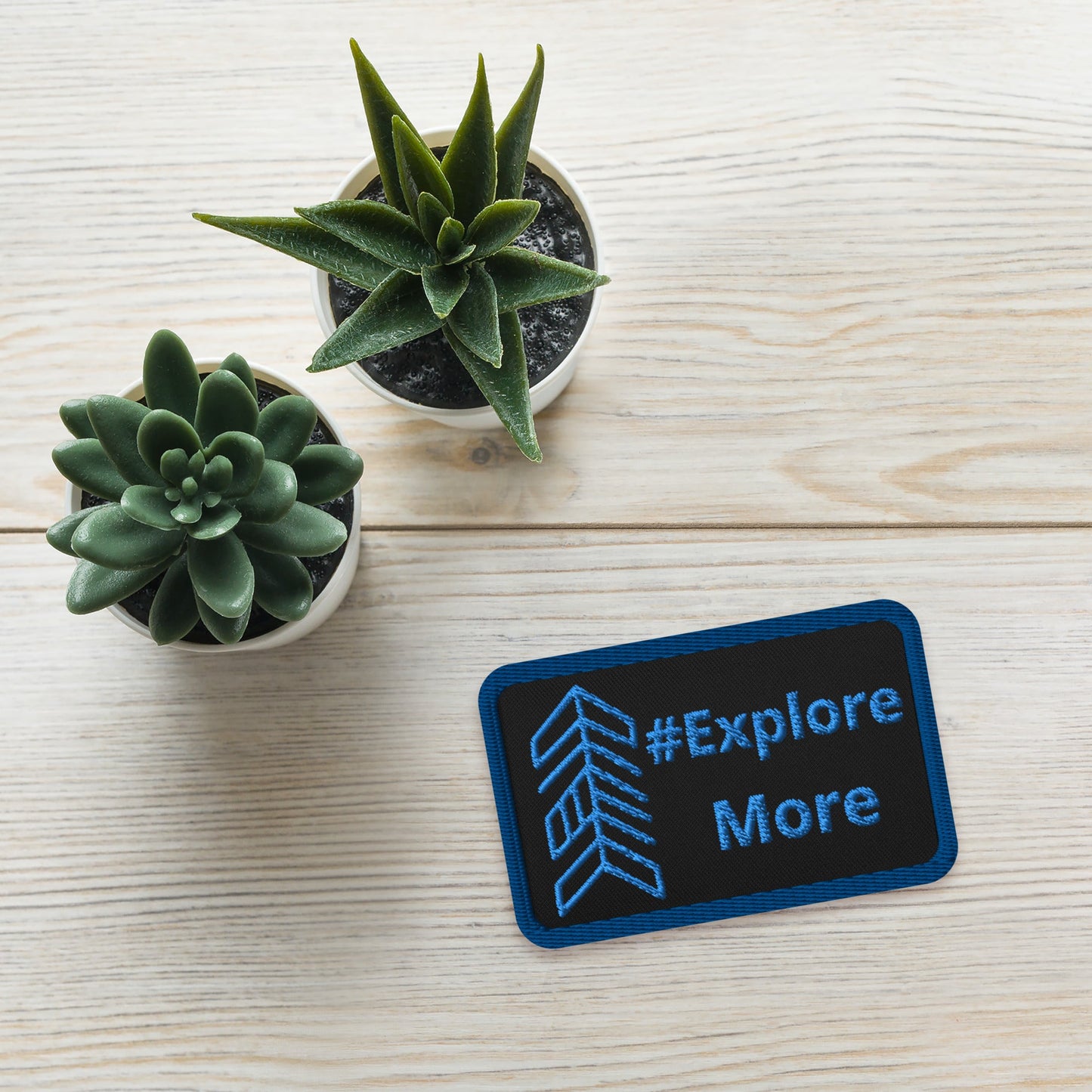 Blue #Explore More With Arrow Embroidered Patches - Embroidered Patches - Discovery Co.