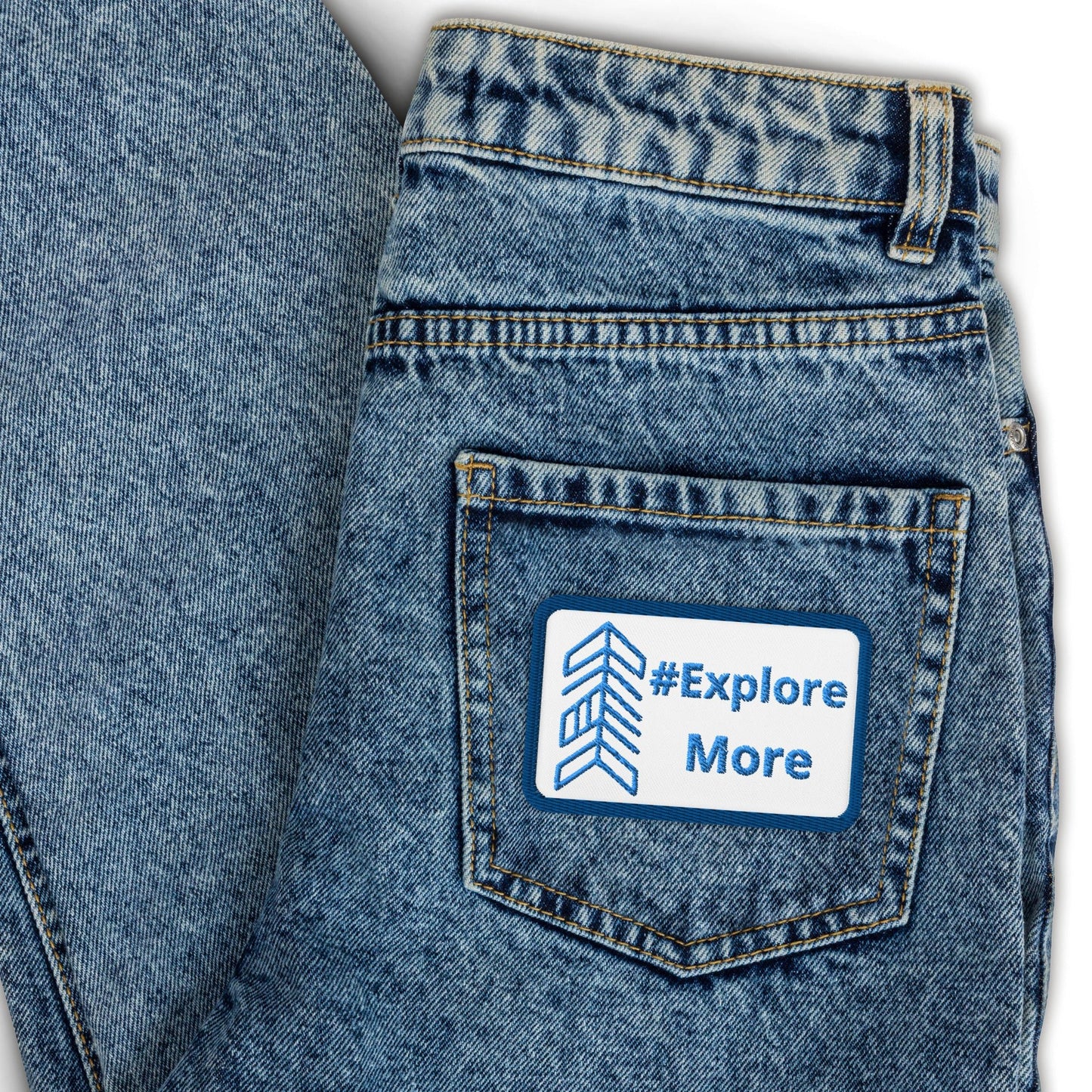 Blue #Explore More With Arrow Embroidered Patches - Embroidered Patches - Discovery Co.