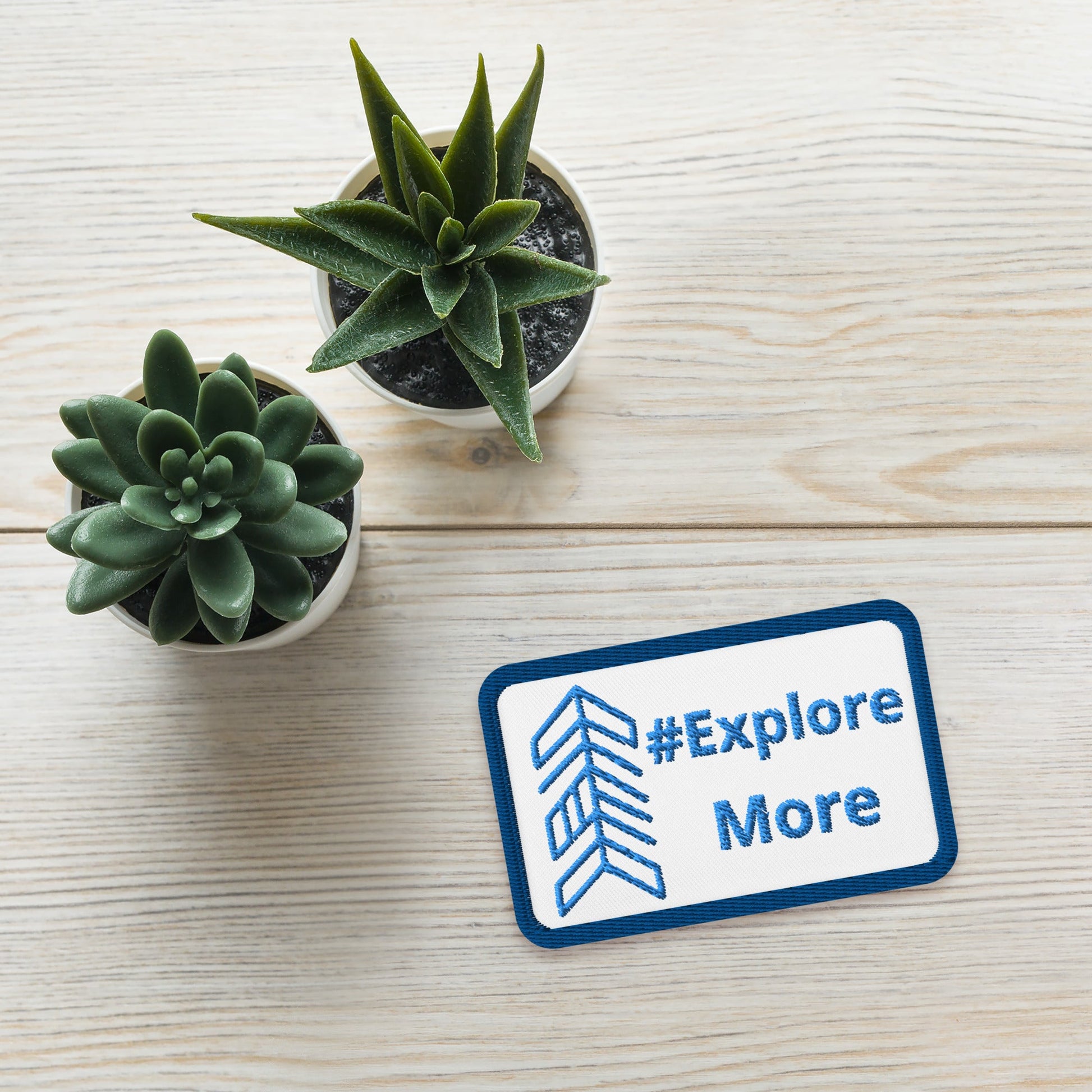 Blue #Explore More With Arrow Embroidered Patches - Embroidered Patches - Discovery Co.