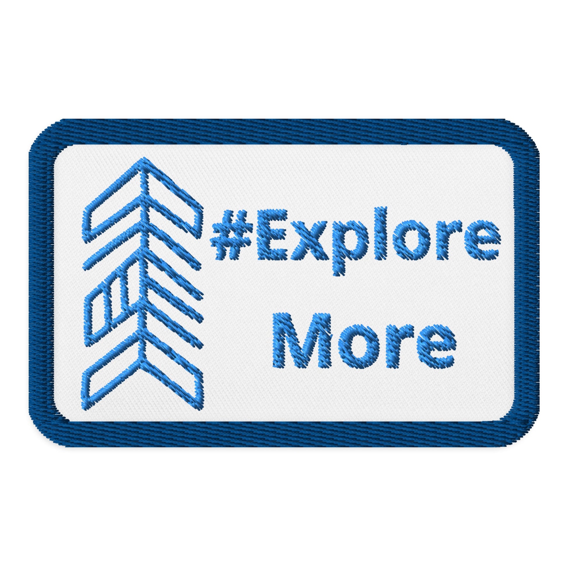 Blue #Explore More With Arrow Embroidered Patches - Embroidered Patches - Discovery Co.