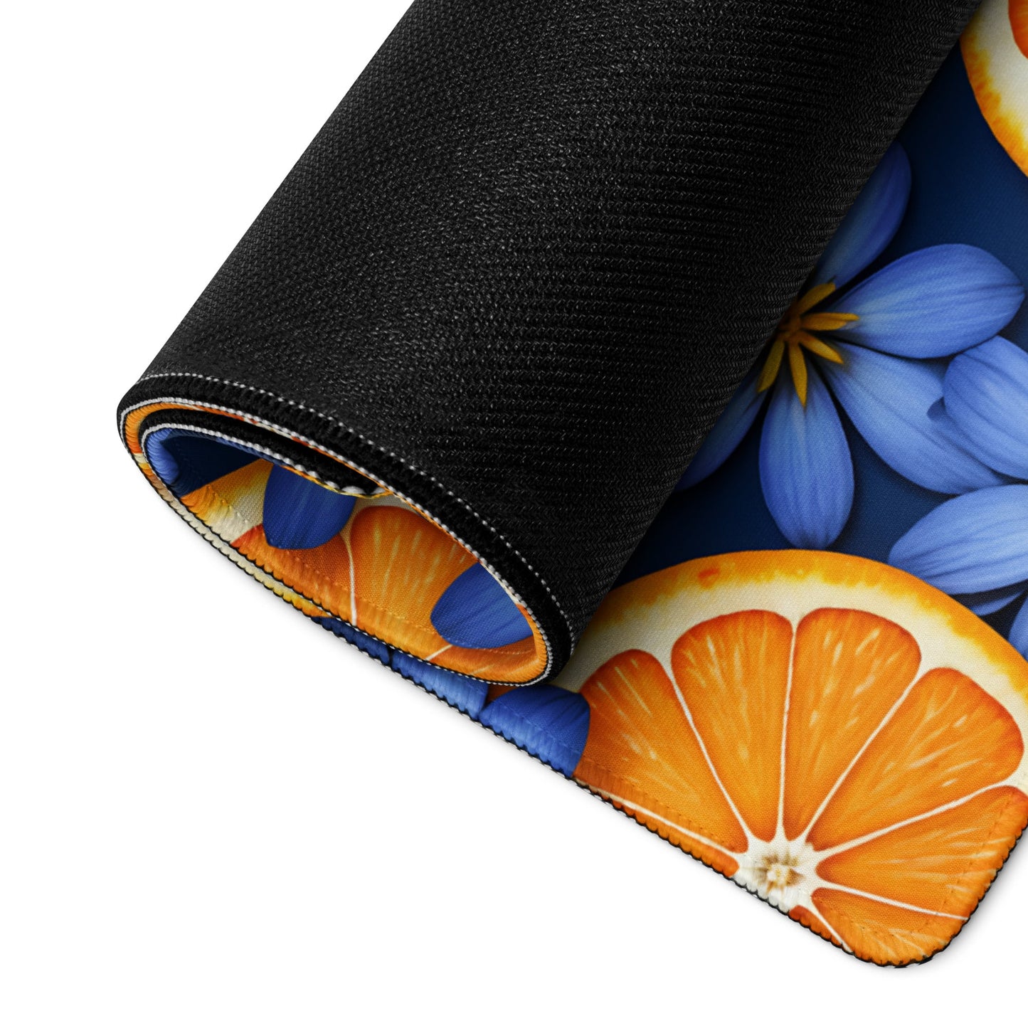 Blue Flowers and Oranges Gaming Mouse Pad - Mouse Pads - Discovery Co.