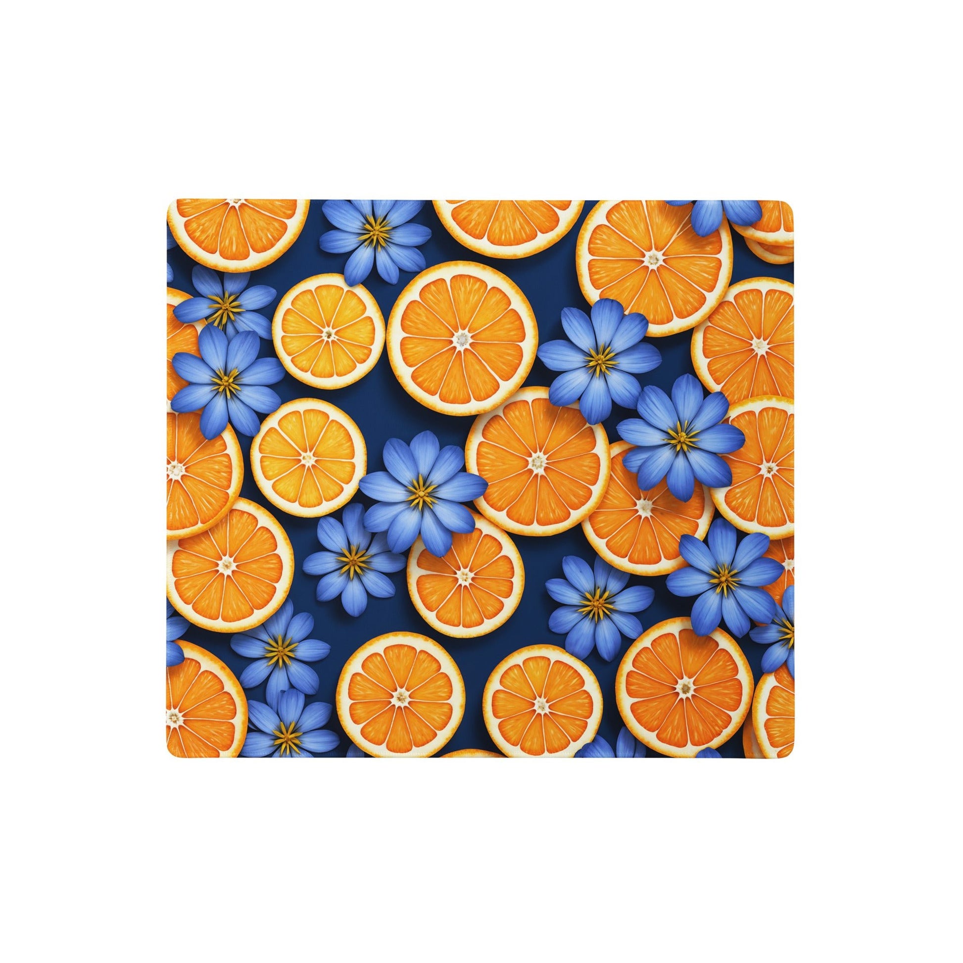 Blue Flowers and Oranges Gaming Mouse Pad - Mouse Pads - Discovery Co.