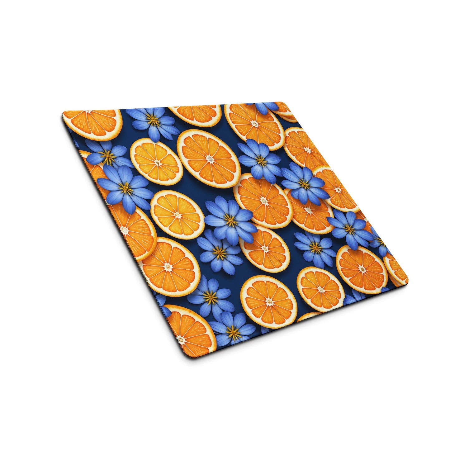 Blue Flowers and Oranges Gaming Mouse Pad - Mouse Pads - Discovery Co.