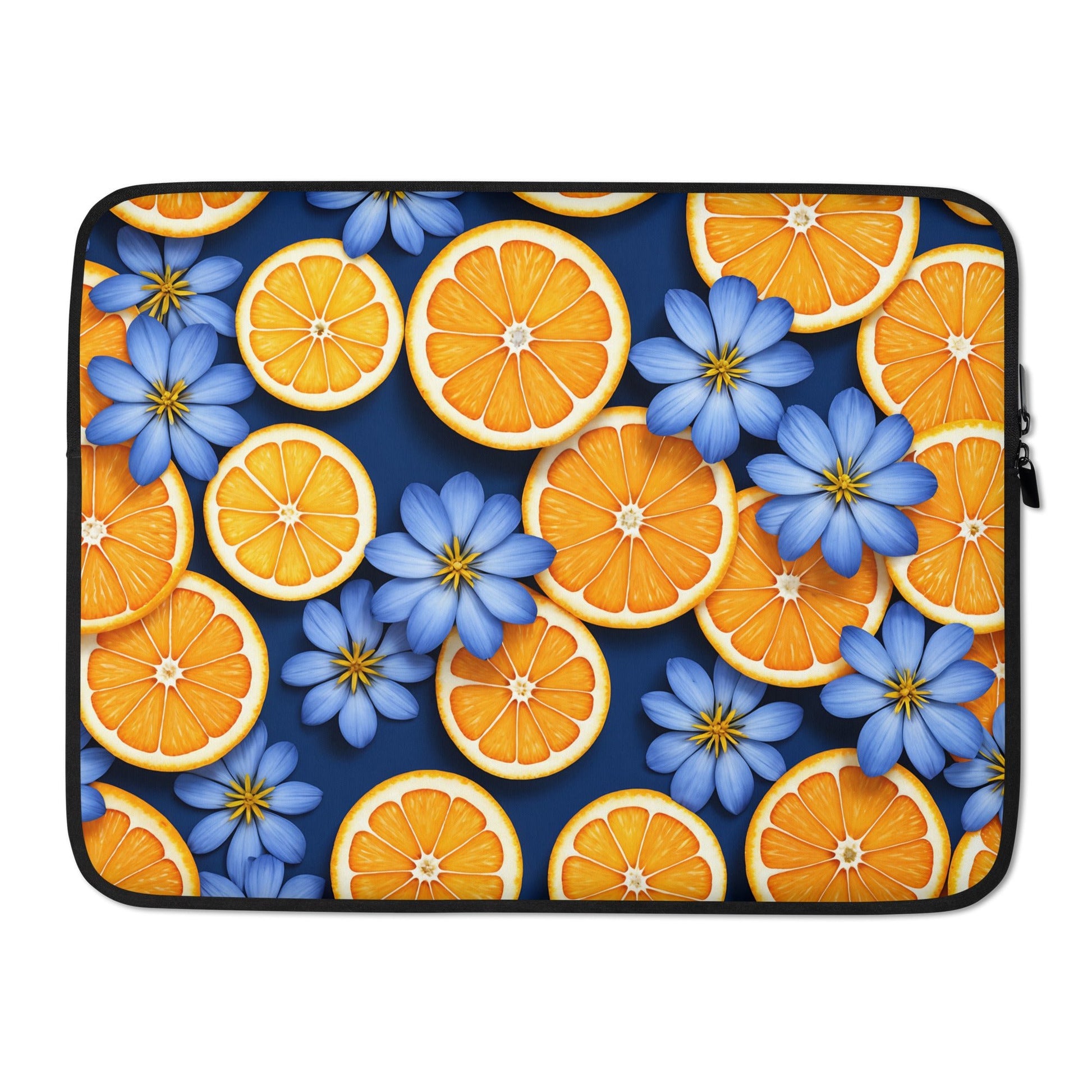 Blue Flowers and Oranges Laptop Sleeve - Laptop Cases - Discovery Co.