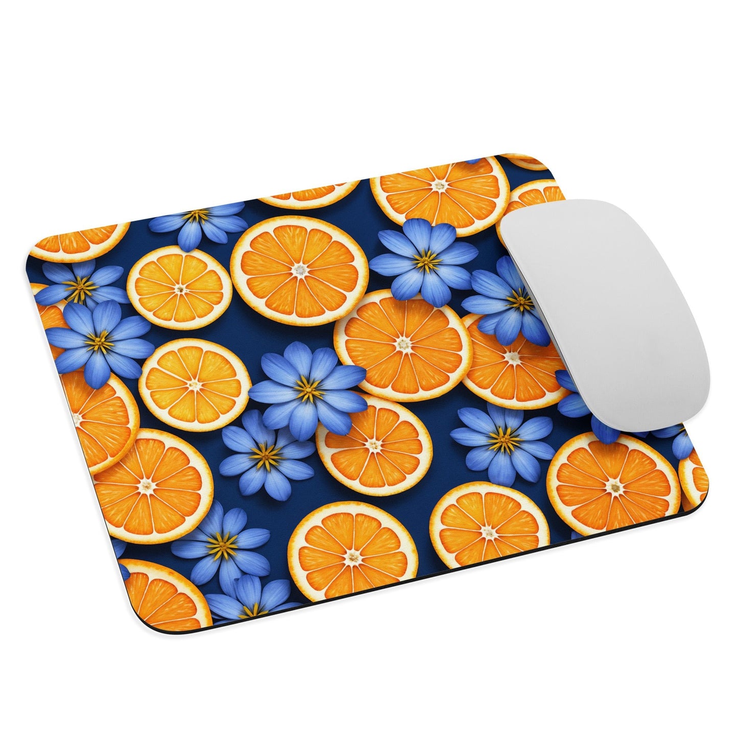 Blue Flowers and Oranges Mouse Pad - Mouse Pads - Discovery Co.