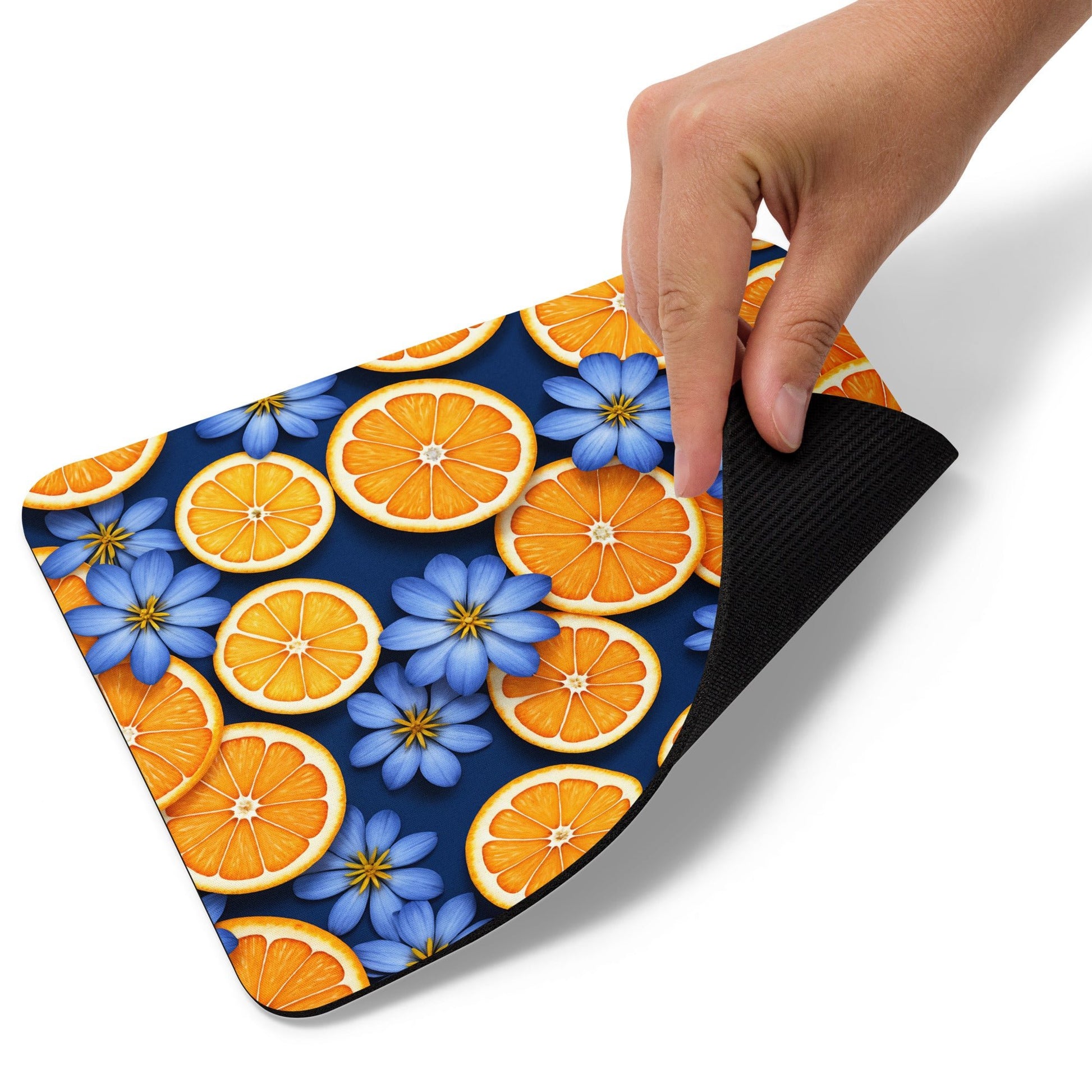 Blue Flowers and Oranges Mouse Pad - Mouse Pads - Discovery Co.