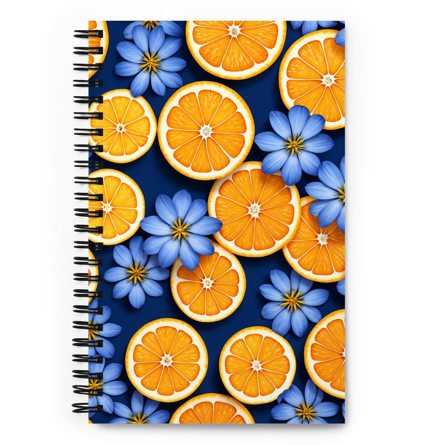 Blue Flowers and Oranges Spiral Notebook - Spiral Notebooks - Discovery Co.